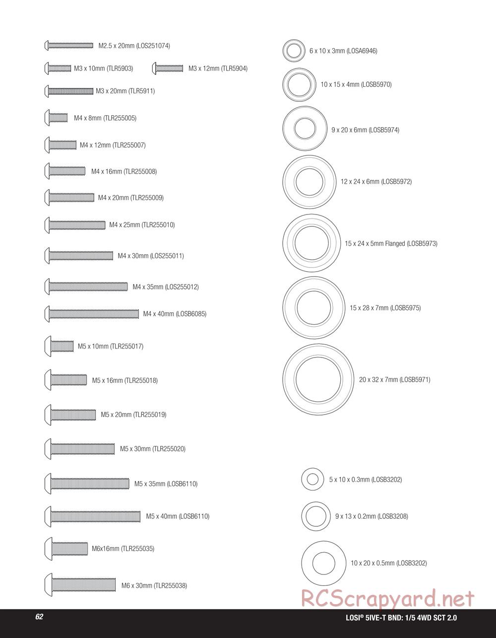 Team Losi - 5ive-T 2.0 SCT - Manual - Page 62