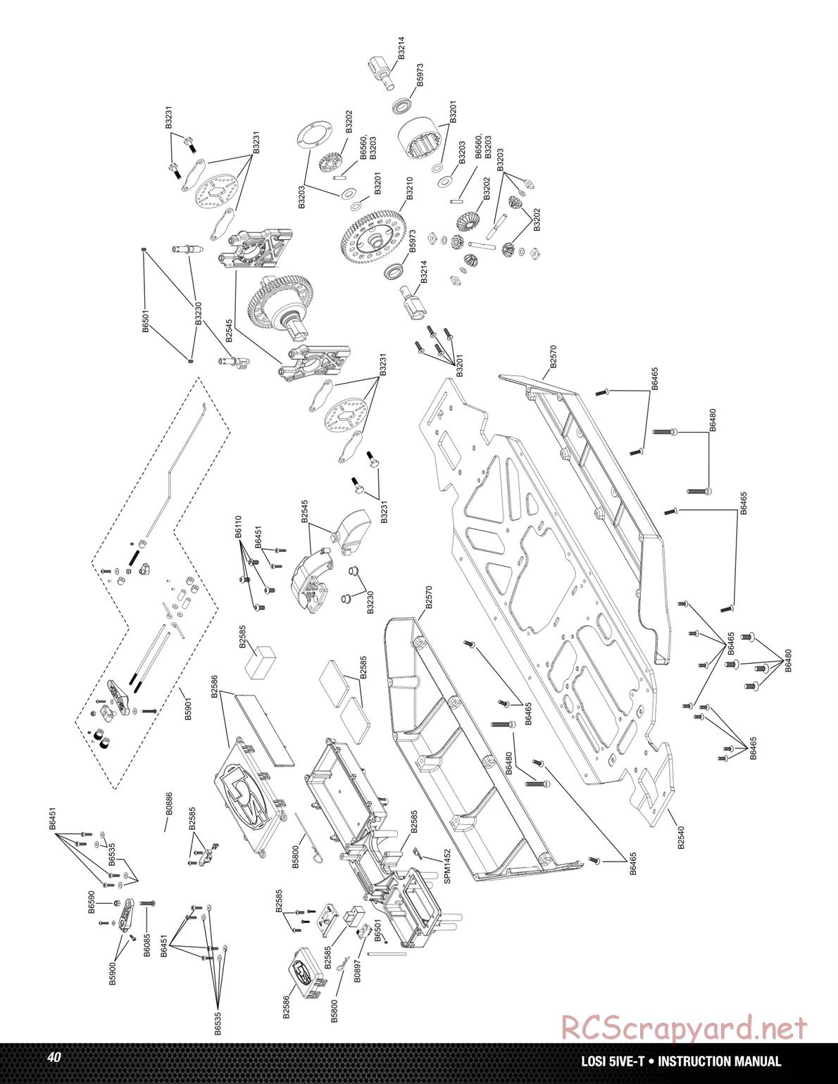 Team Losi - 5ive-T Roller - Parts List and Exploded View - LOSB0024 ...