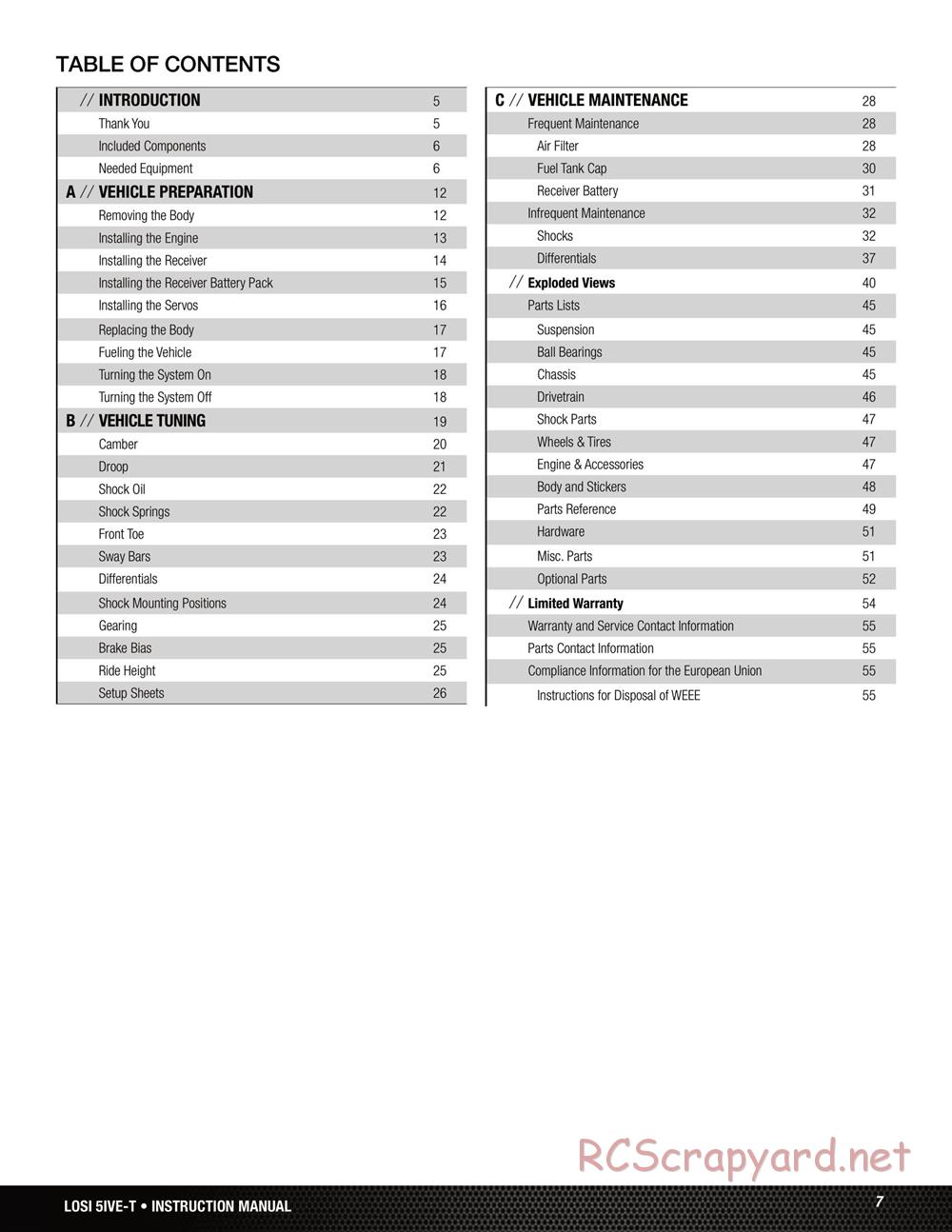 Team Losi - 5ive-T Roller - Manual - Page 7