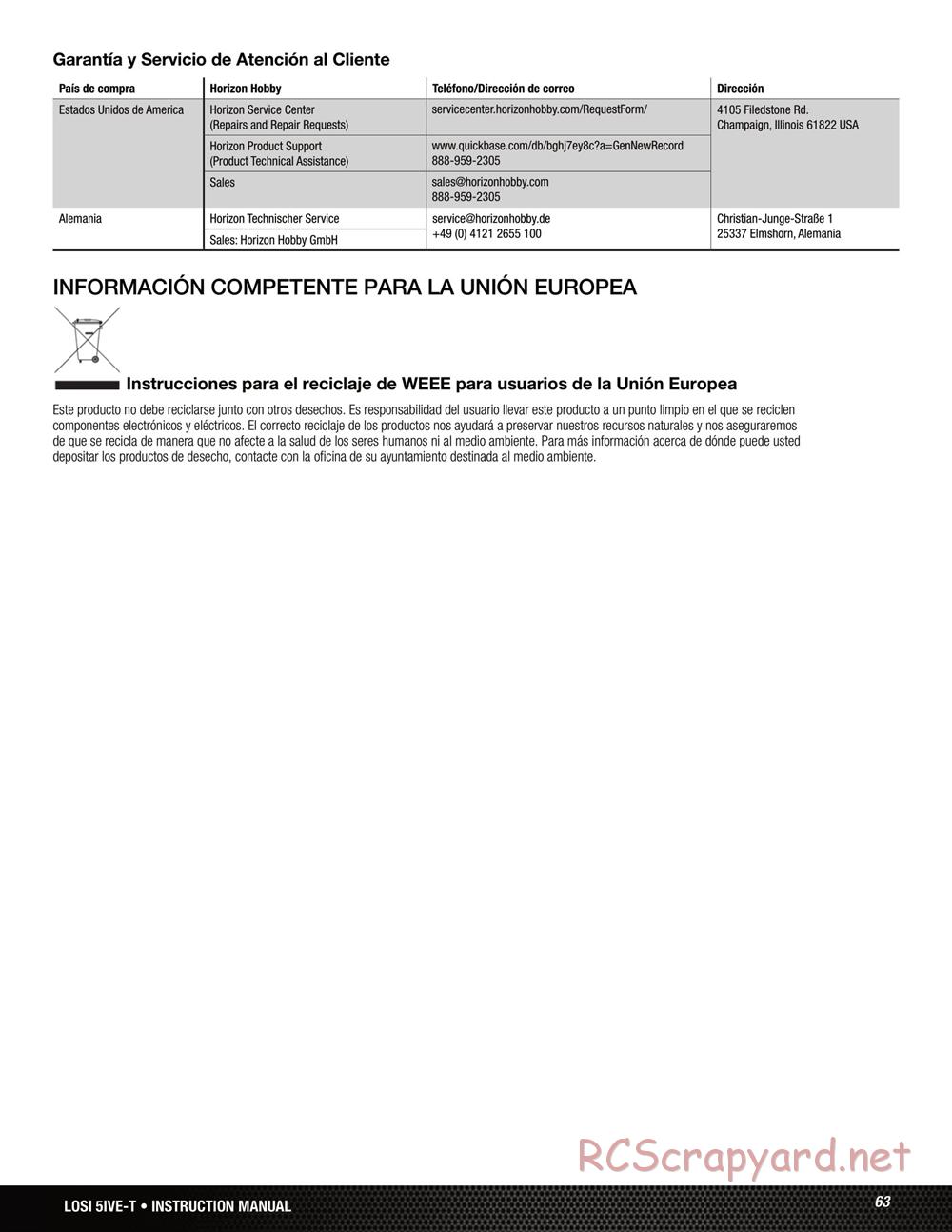 Team Losi - 5ive-T Roller - Manual - Page 63