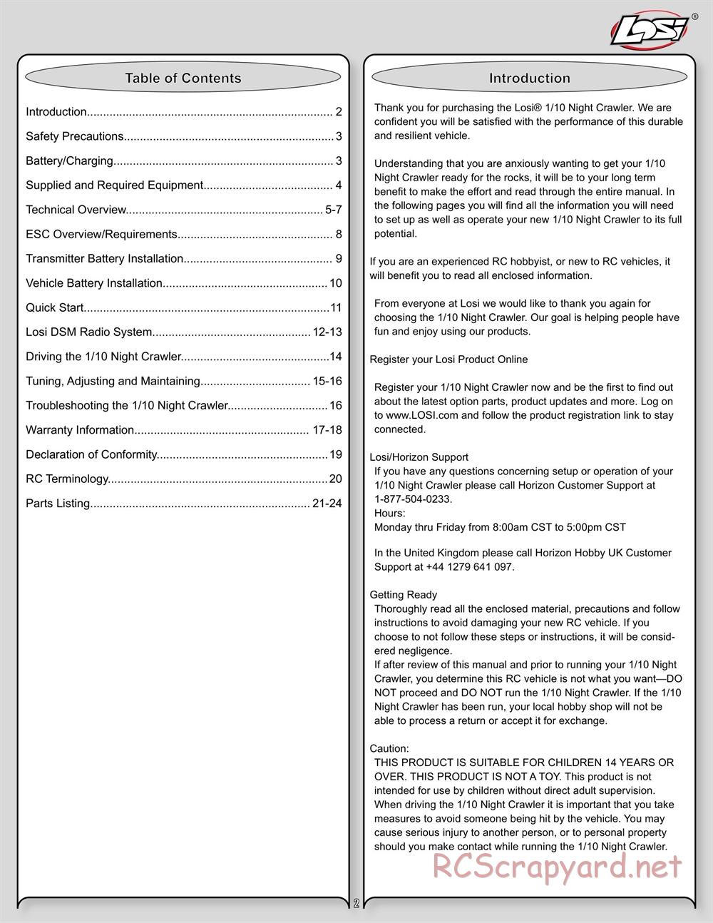 Team Losi - Night Crawler - Manual - Page 2