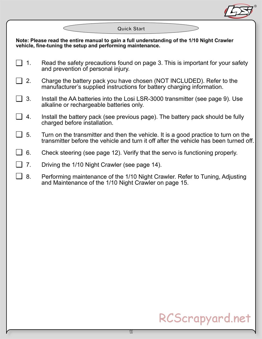 Team Losi - Night Crawler - Manual - Page 11