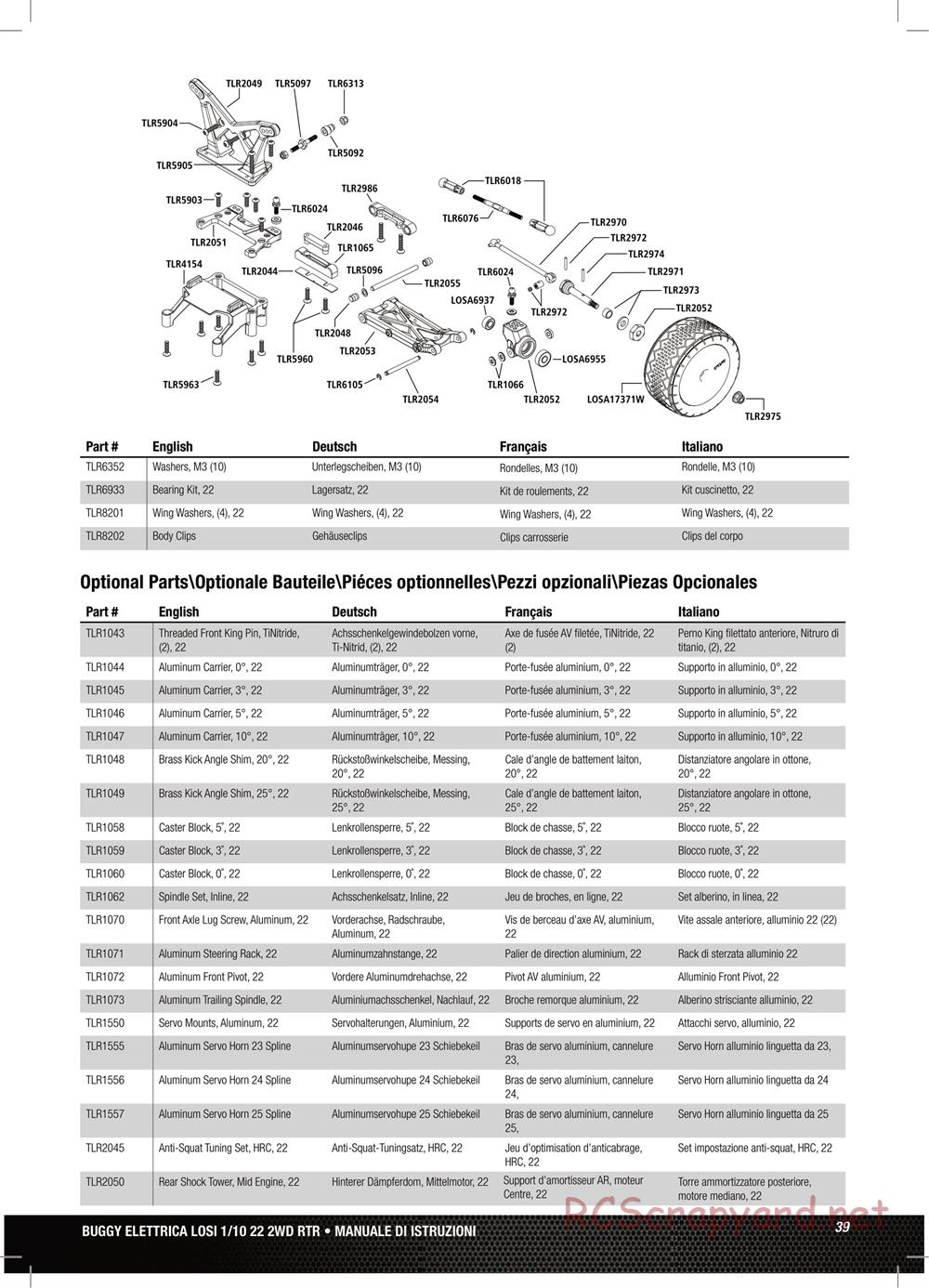 Team Losi - TLR 22 TwentyTwo - Manual - Page 39