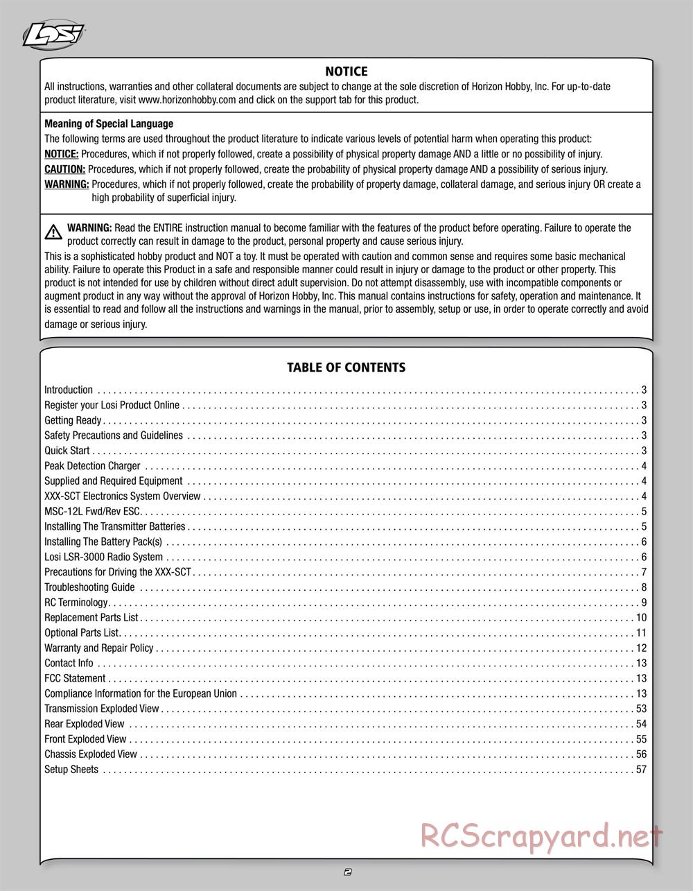 Team Losi - Mini Stronghold SCT - Manual - Page 2