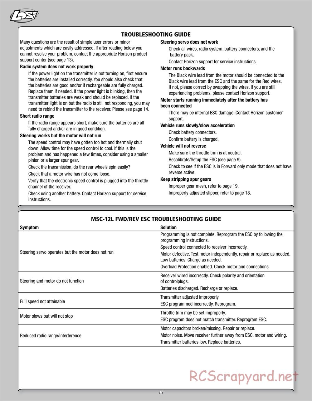 Team Losi - Mini Stronghold SCT - Manual - Page 8