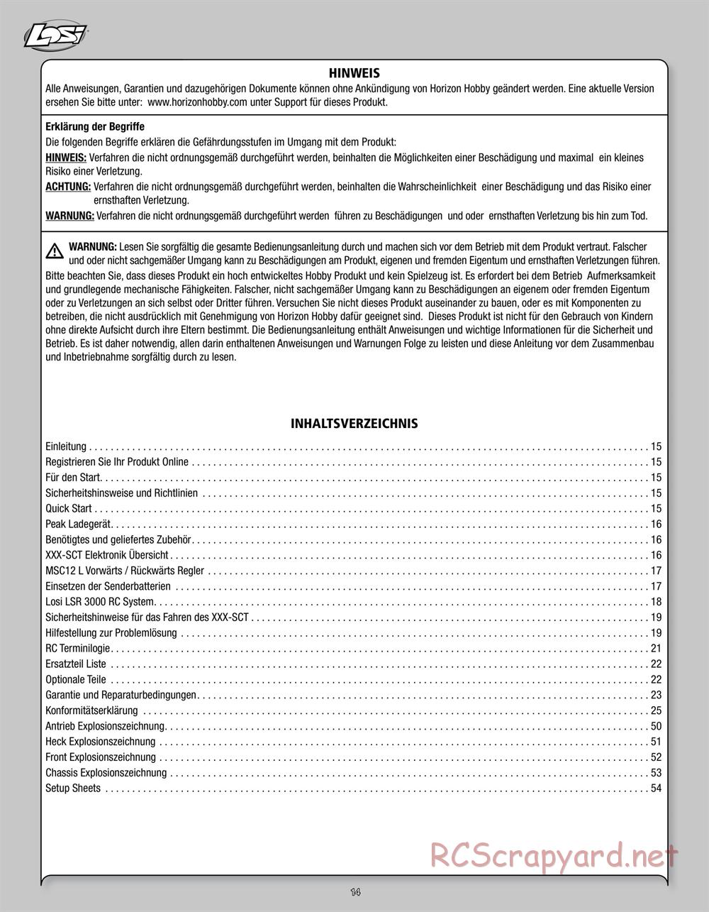 Team Losi - Mini Stronghold SCT - Manual - Page 14