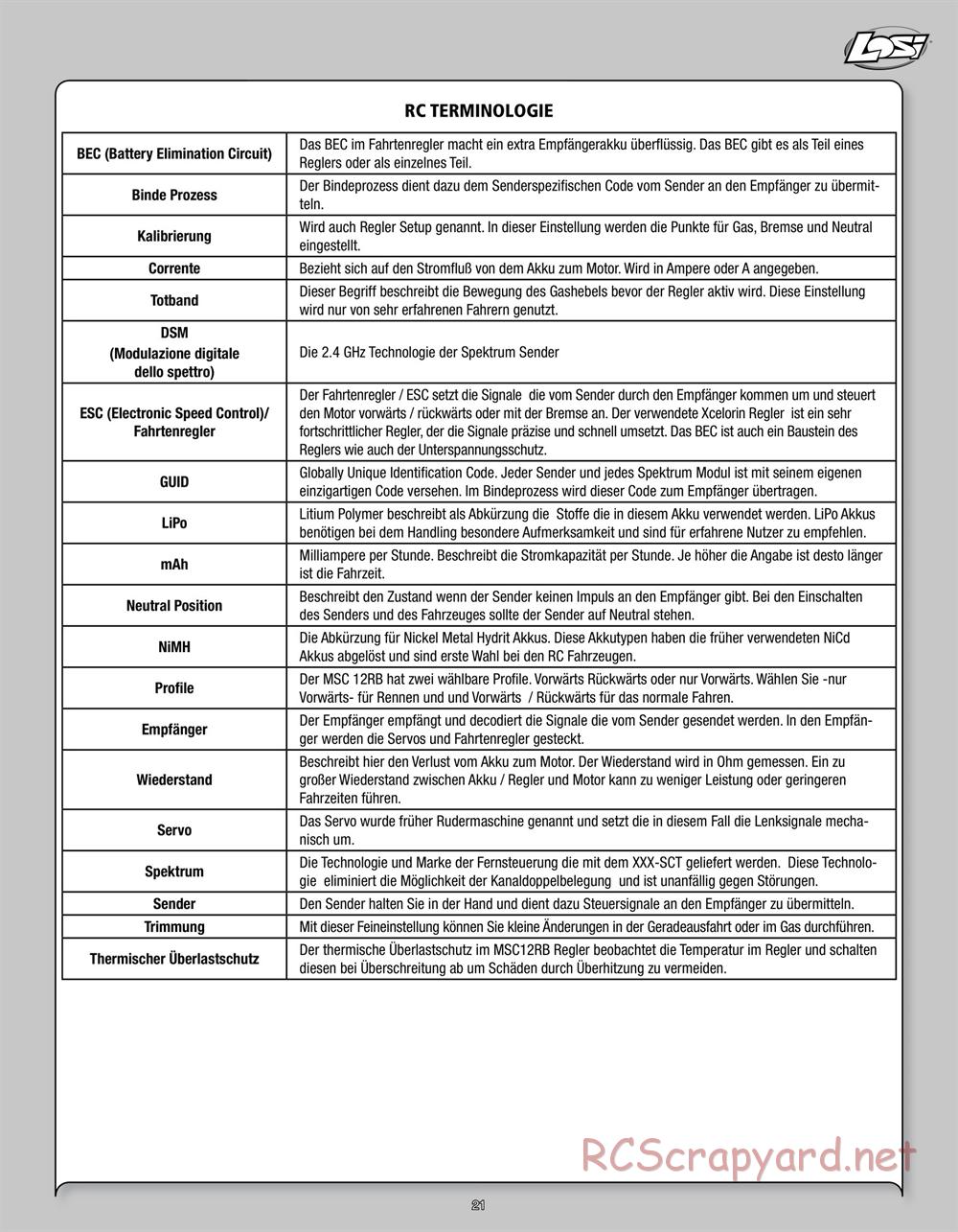 Team Losi - Mini Stronghold SCT - Manual - Page 21