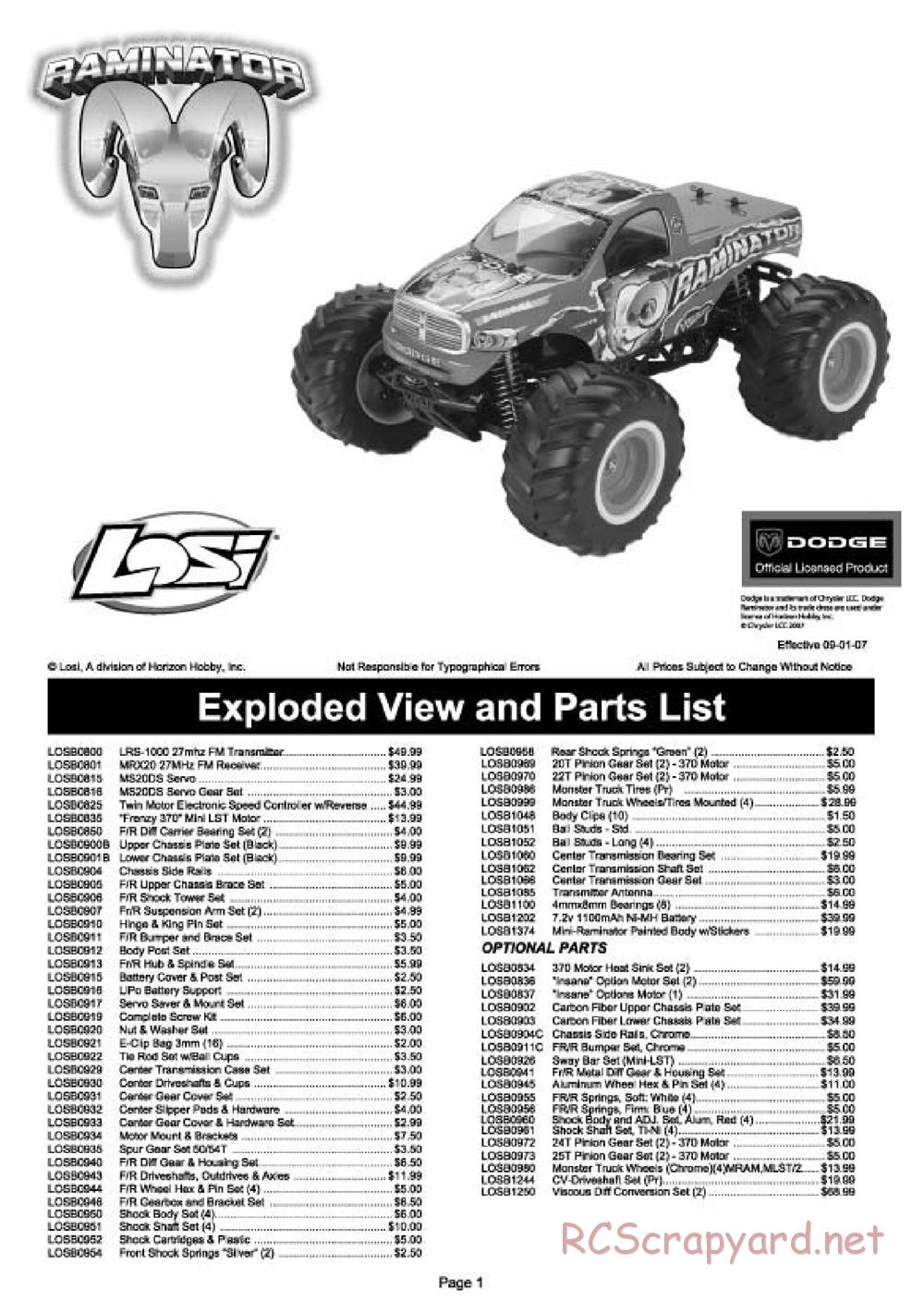 Team Losi - Raminator - Manual - Page 1