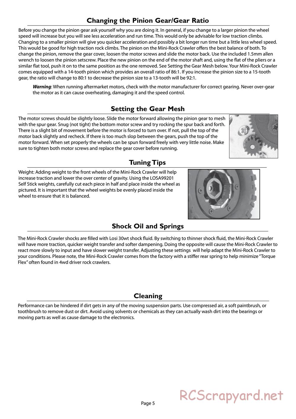 Team Losi - Mini Rock Crawler - Manual - Page 5