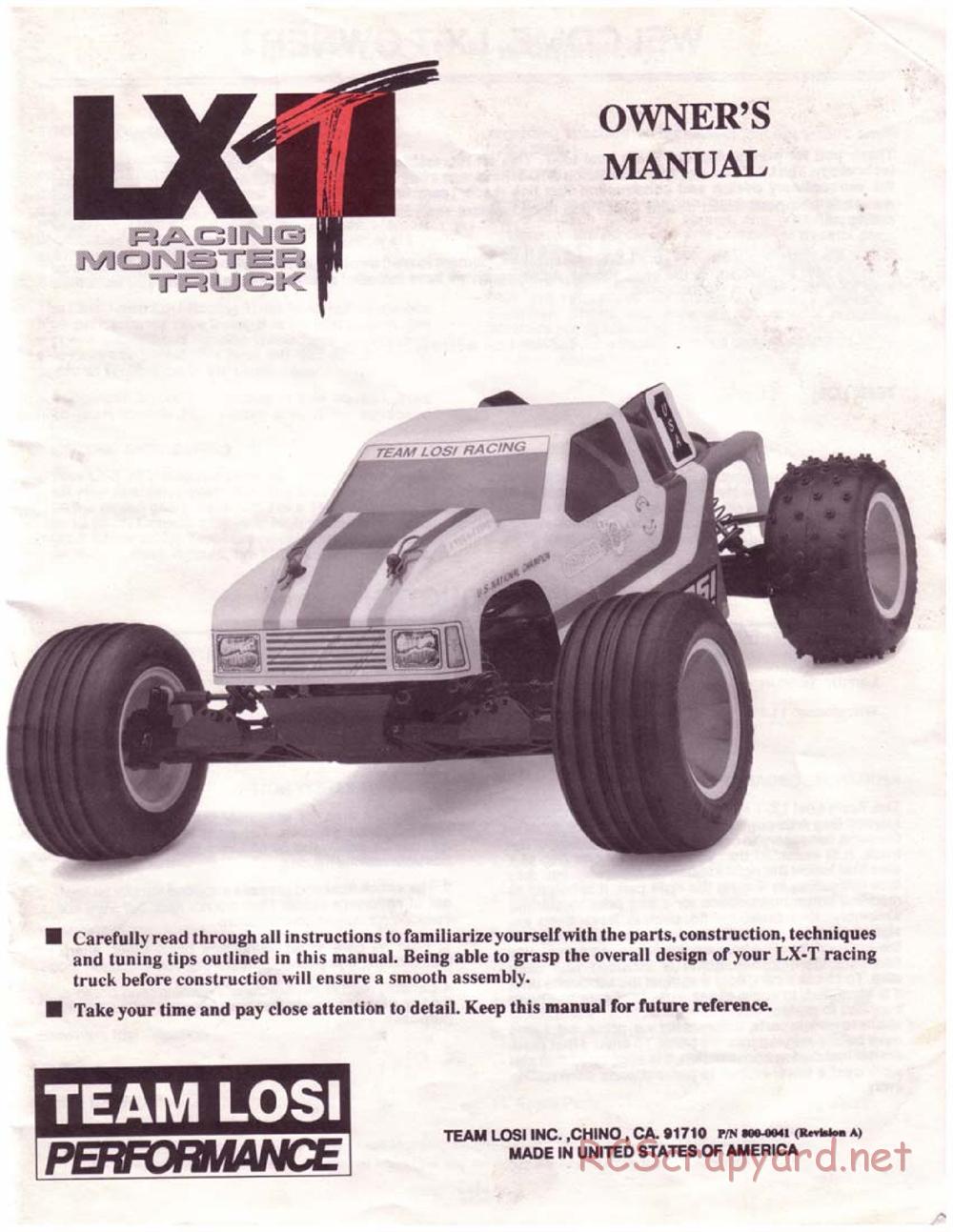 Team Losi - LX-T - Manual - Page 1