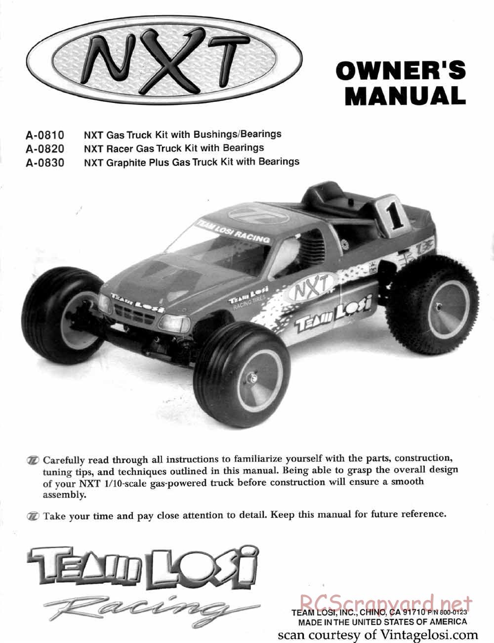 Team Losi - NXT - Instruction Manual - A-0810 / A-0820 / A-0830 ...