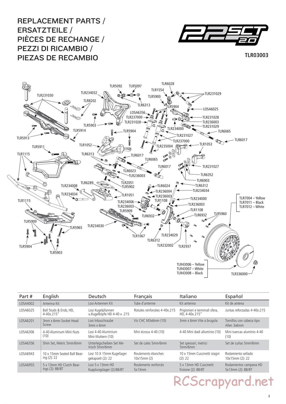 Team Losi - 22SCT 2.0 Race - Manual - Page 1