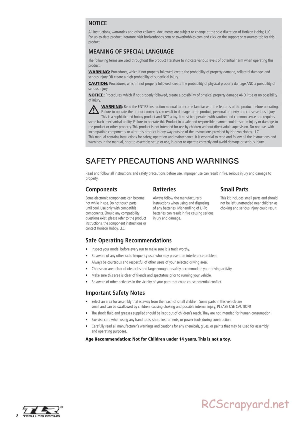 Team Losi - 8ight-XT/XTE Nitro/Electric Race - Manual - Page 2