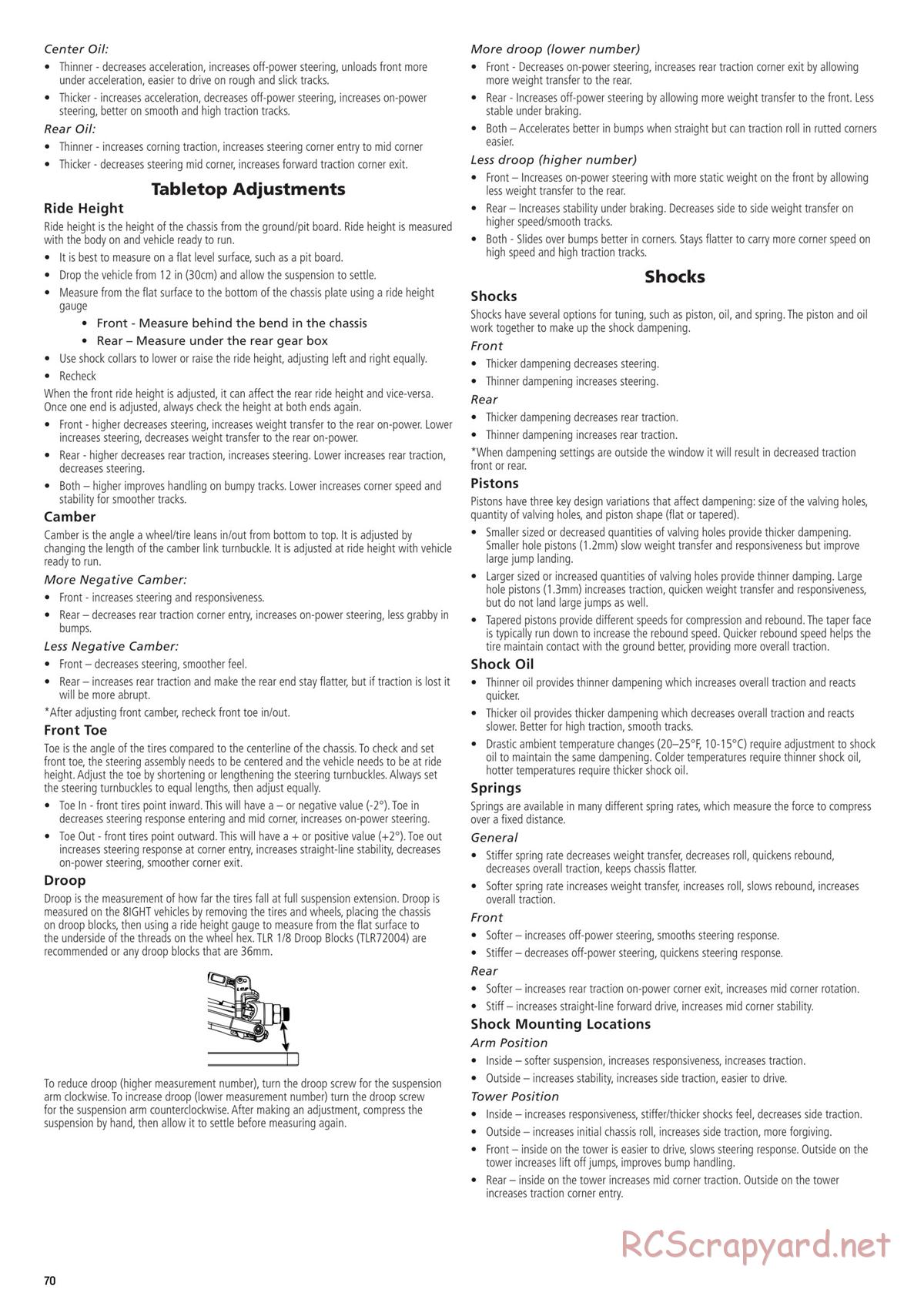 Team Losi - 8ight-XT/XTE Nitro/Electric Race - Manual - Page 70