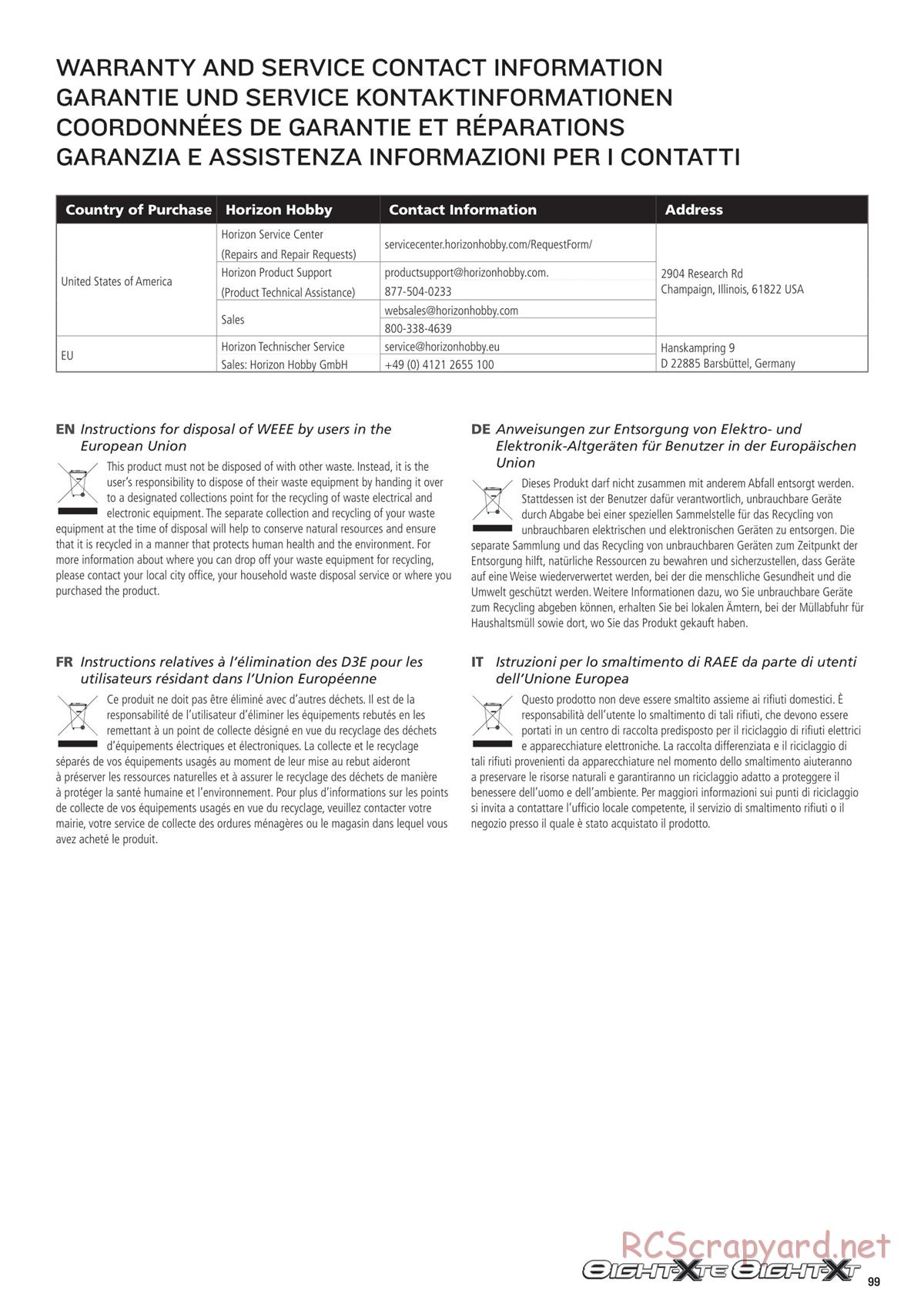 Team Losi - 8ight-XT/XTE Nitro/Electric Race - Manual - Page 99