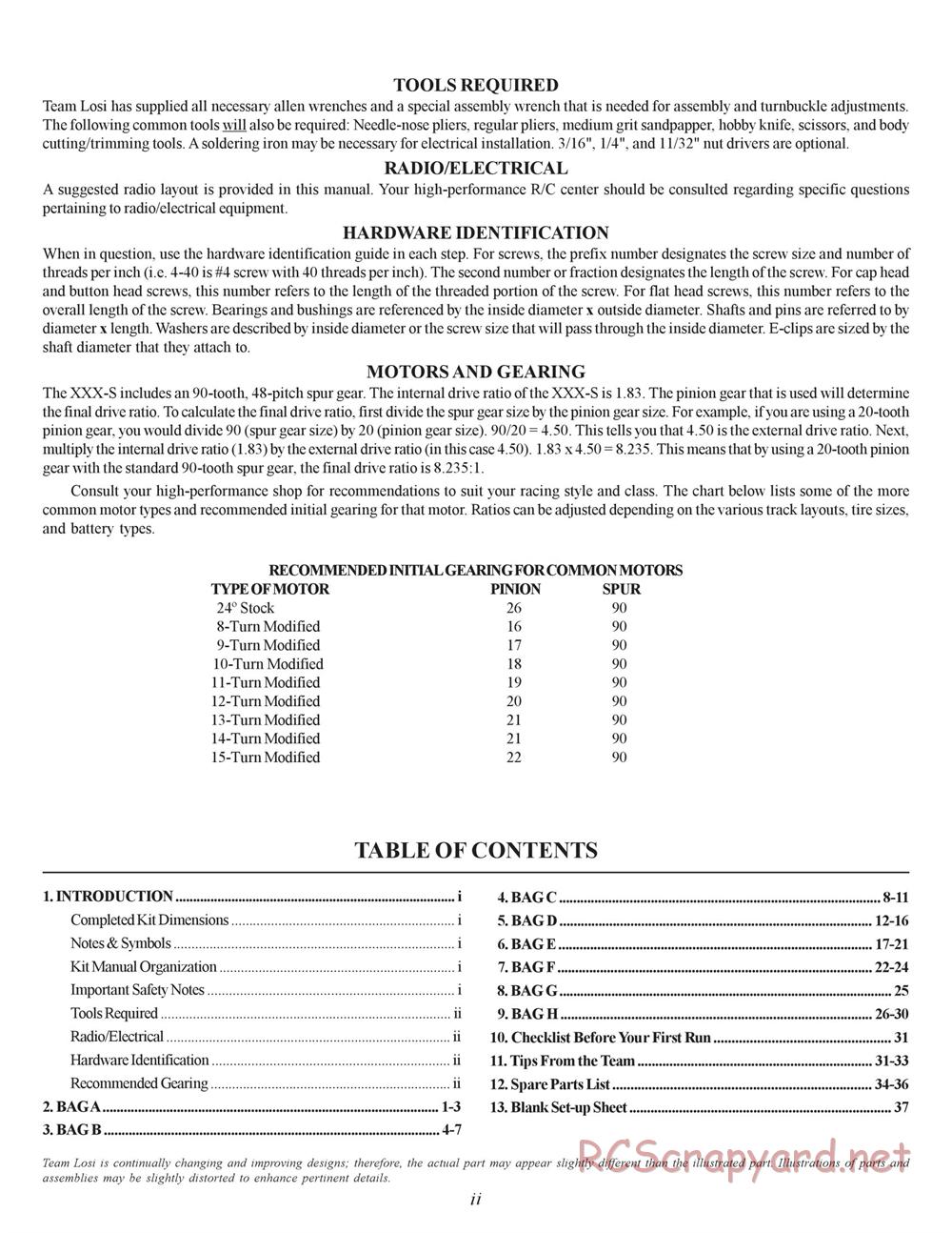 Team Losi - XXX-S Graphite Plus - Manual - Page 3