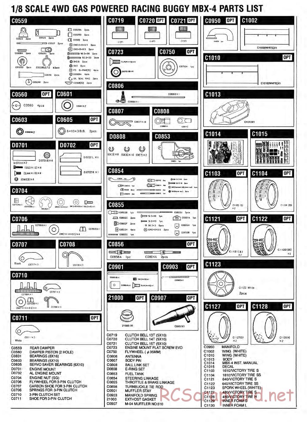 Mugen - MBX-4 - Parts List - Page 1