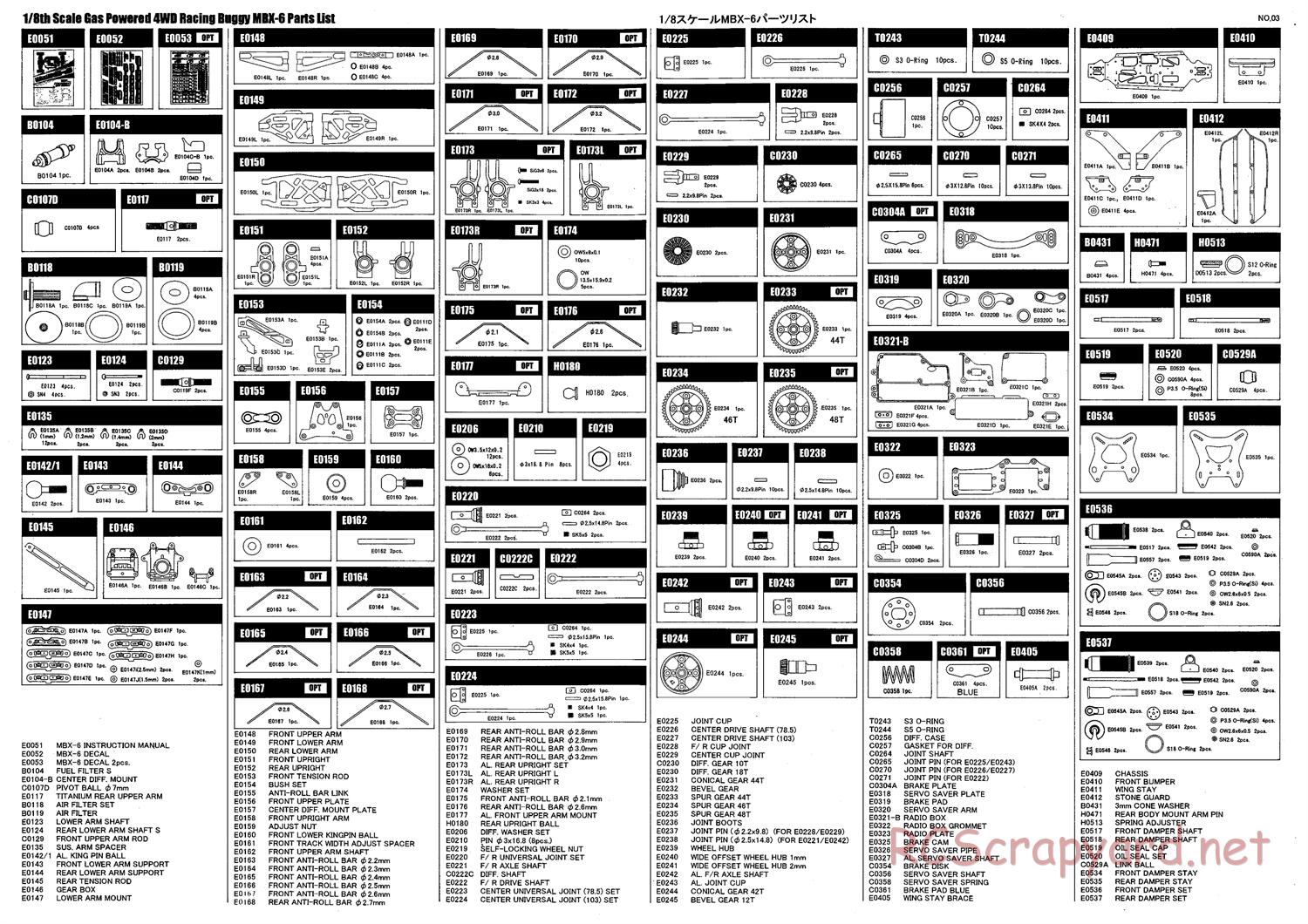 Mugen - MBX-6 - Exploded View and Parts List - Page 1