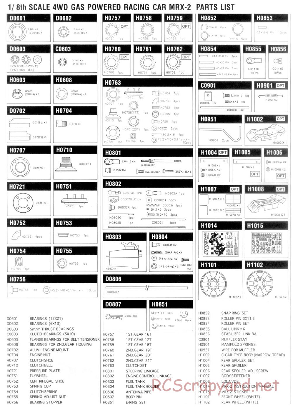 Mugen - MRX-2 - Parts List - Page 3