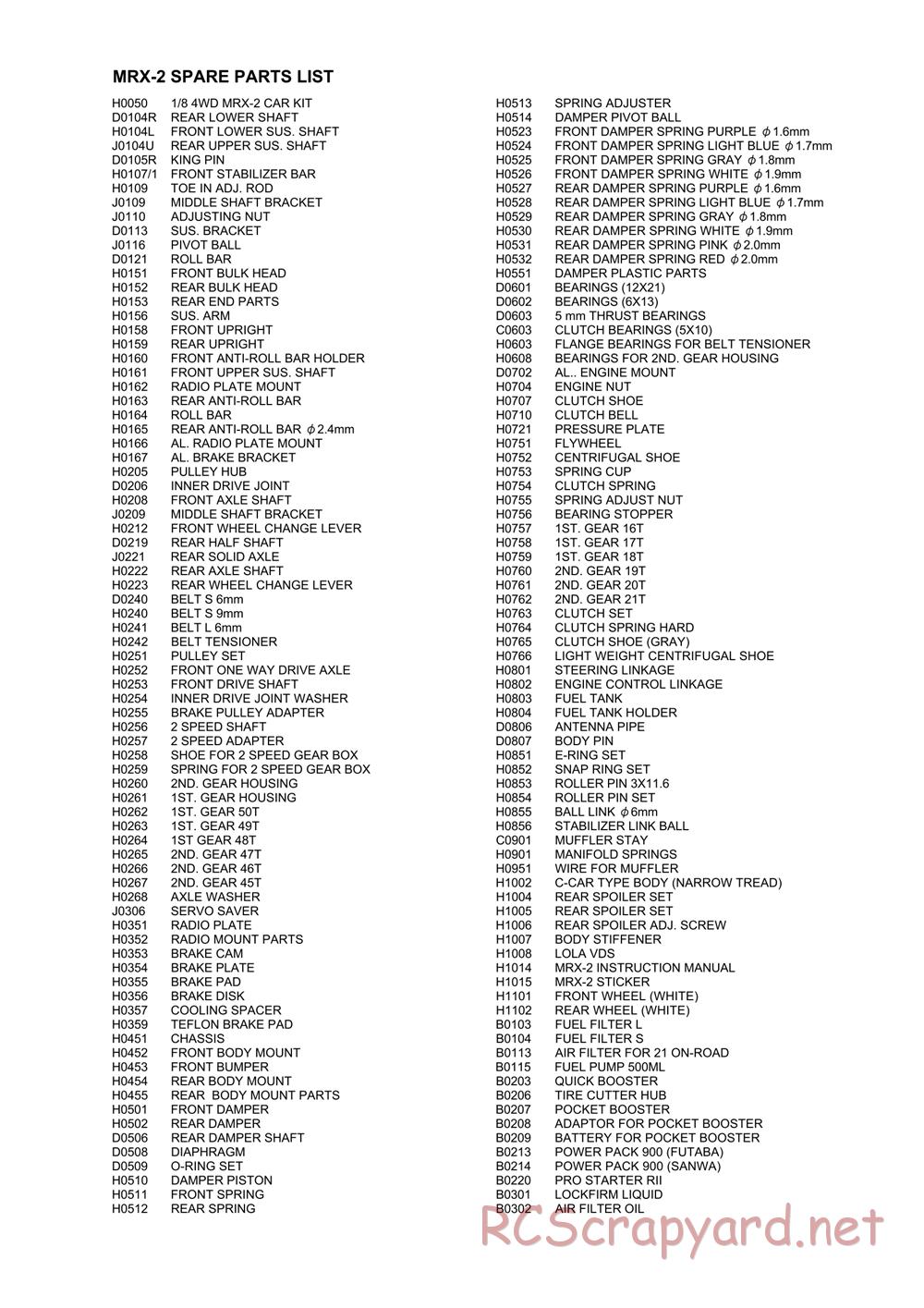 Mugen - MRX-2 - Parts List - Page 5