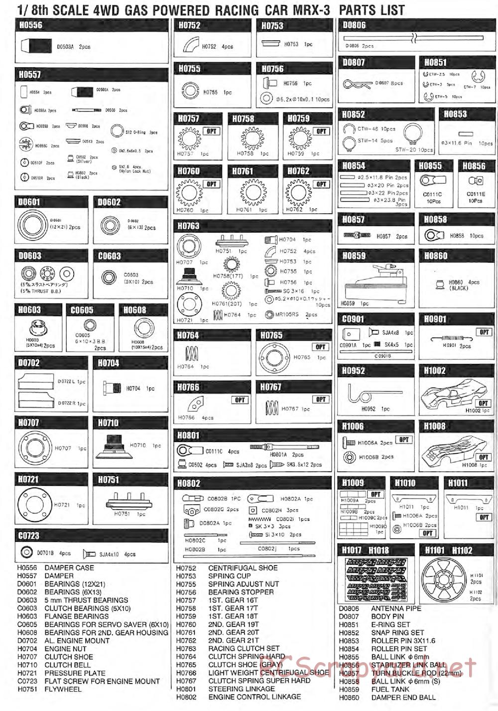 Mugen - MRX-3 - Parts List - Page 3