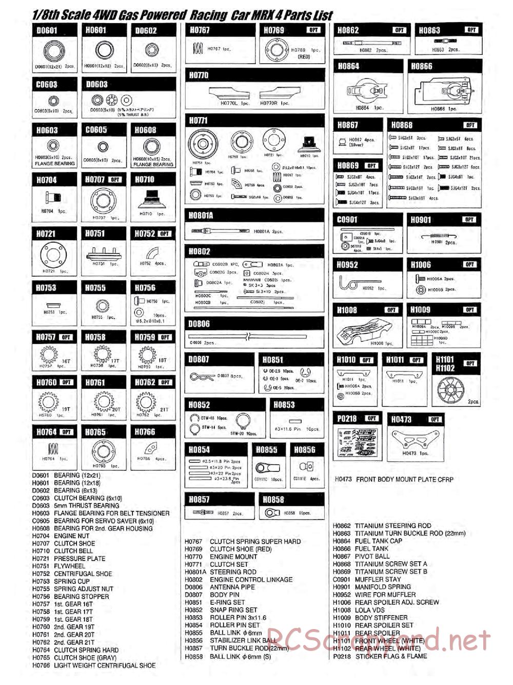 Mugen - MRX-4 - Parts List - Page 3