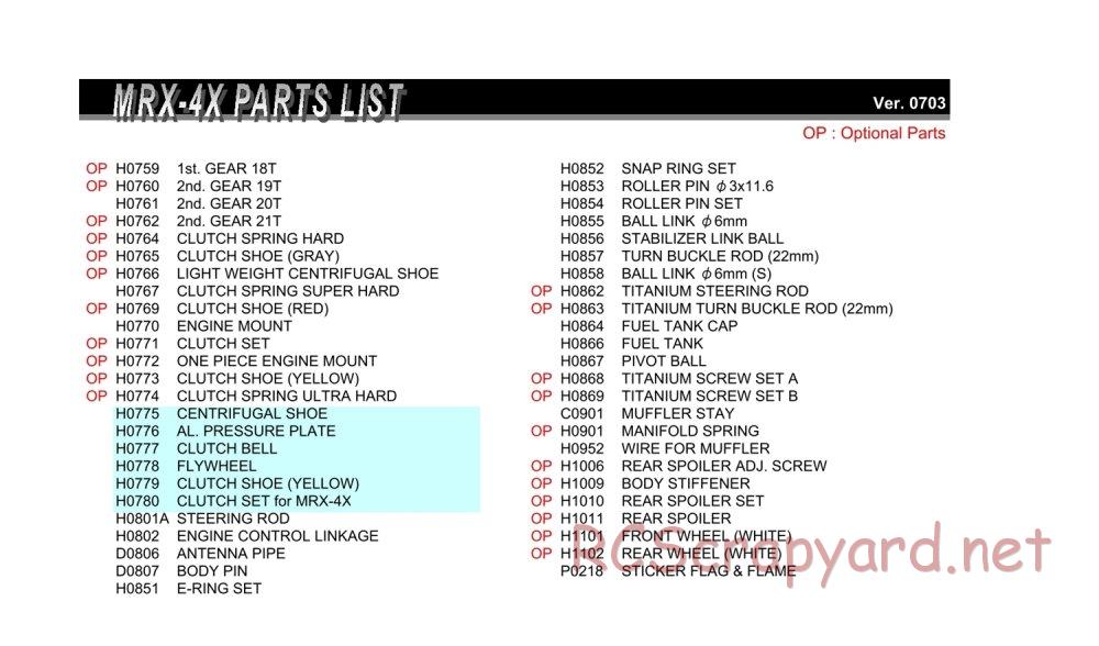 Mugen - MRX-4X - Parts List - Page 4