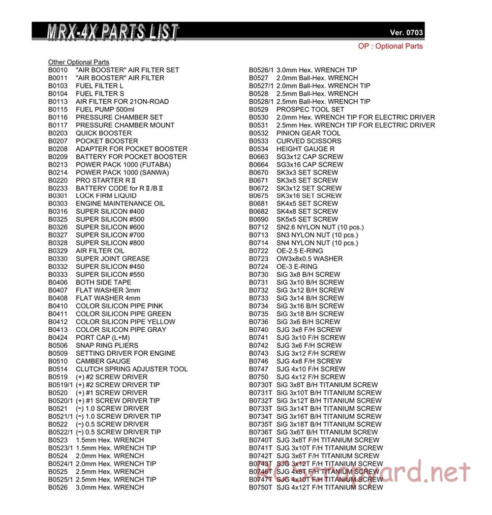 Mugen - MRX-4X - Parts List - Page 5