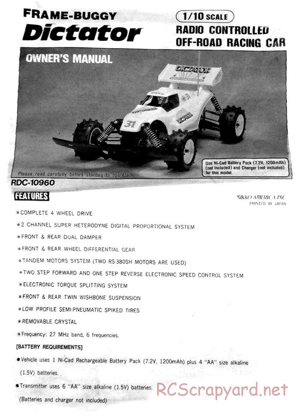 Nikko - Dictator - Exploded View and Parts List - Page 1