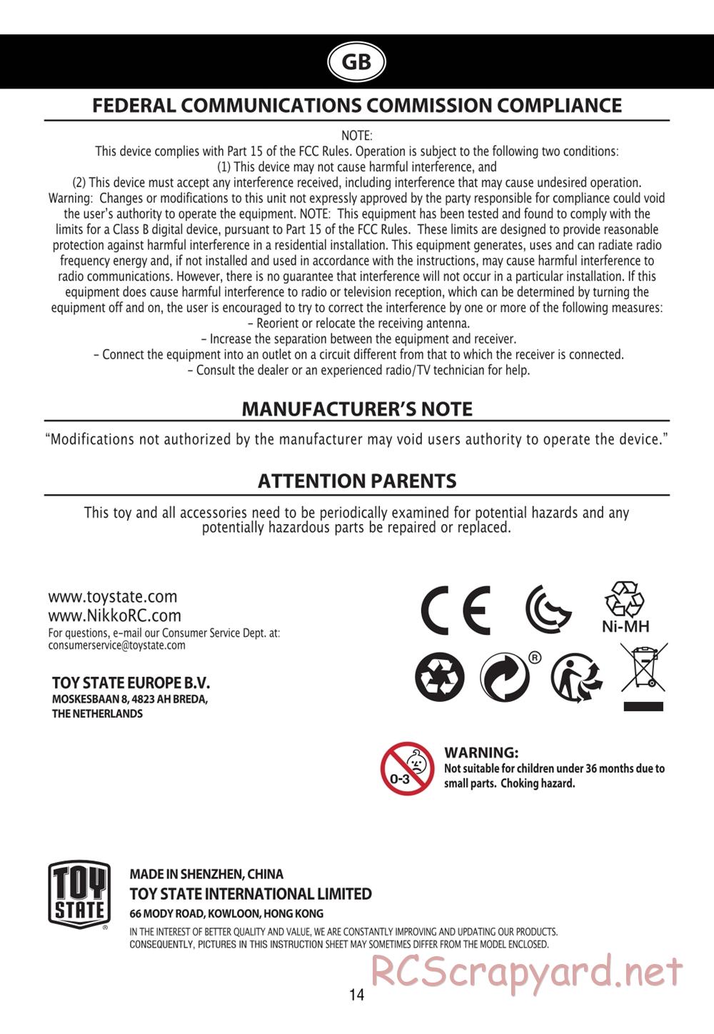 Nikko - Evo Pro-Line On-Road - 1/14 Scale - Manual - Page 16