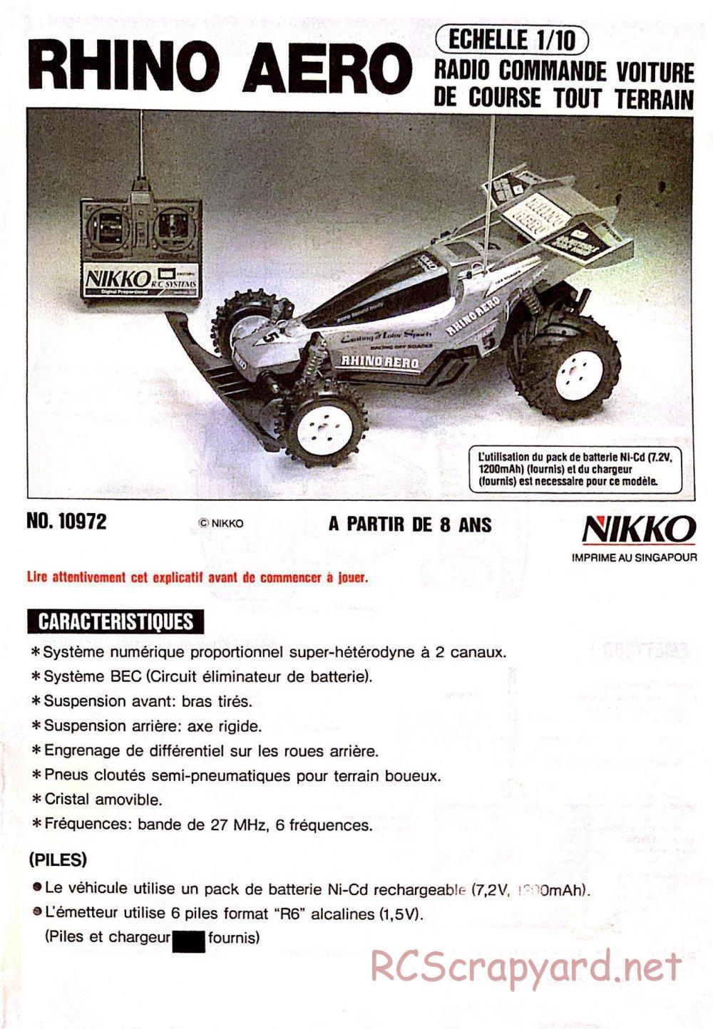 Nikko - Rhino Aero - Manual - Page 1