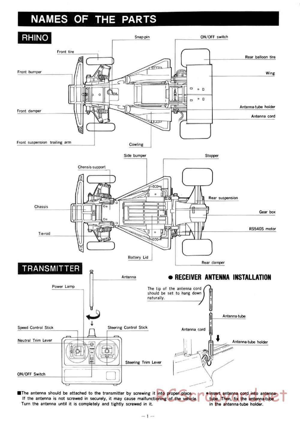 Nikko - Rhino F-10 - Frame Buggy - Manual - Page 2