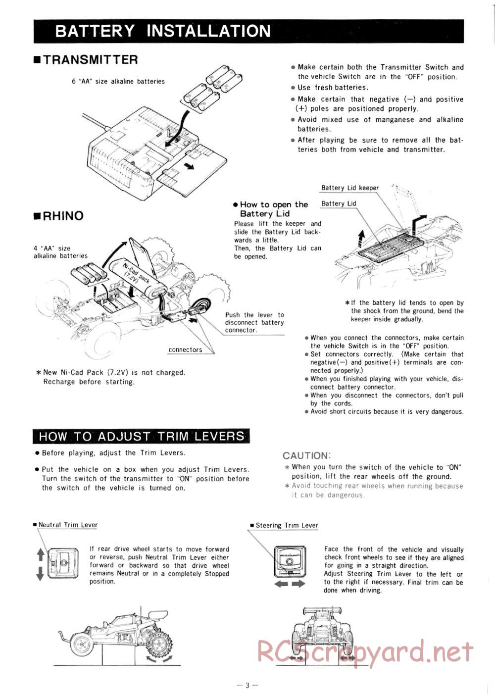 Nikko - Rhino F-10 - Frame Buggy - Manual - Page 4