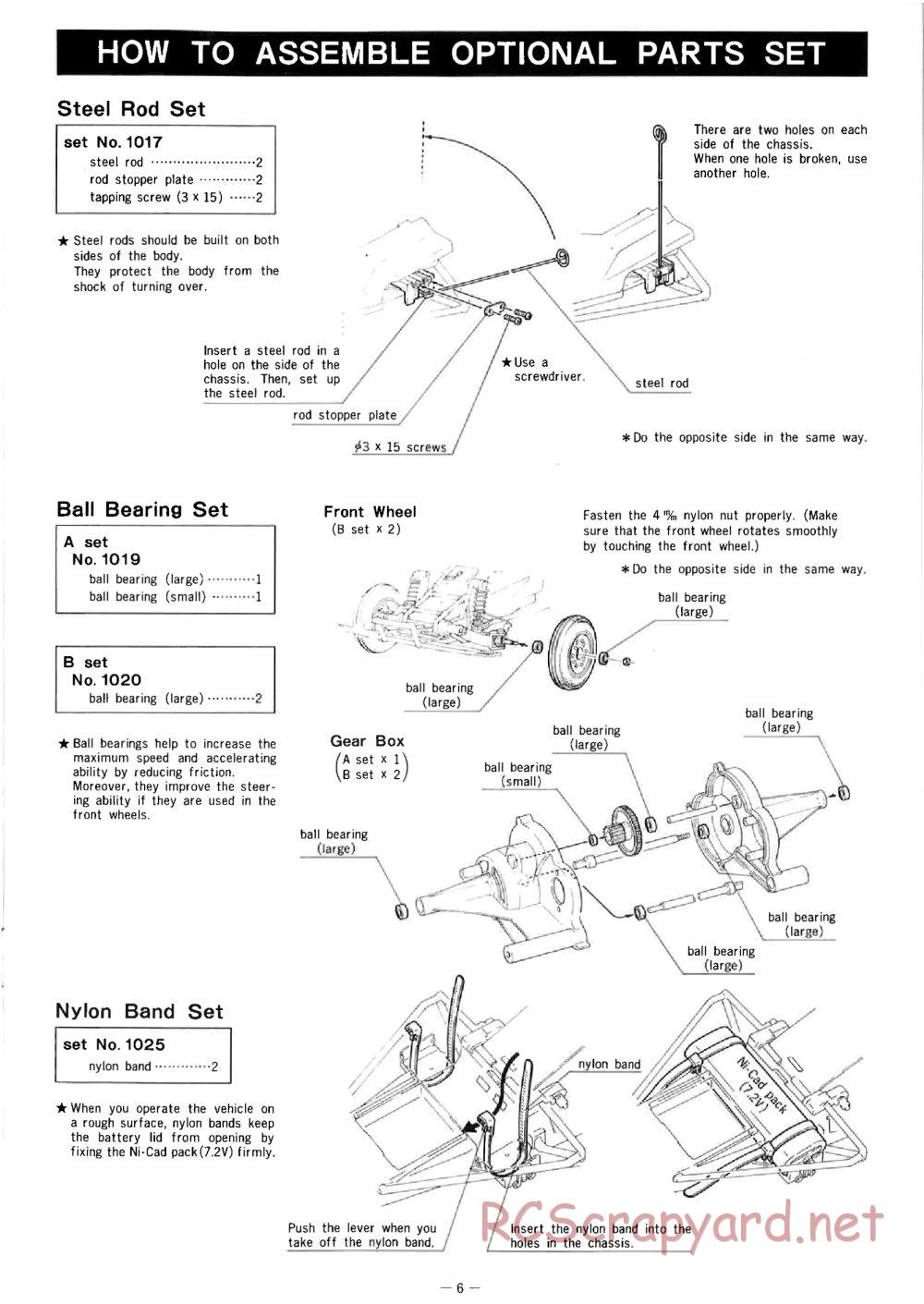 Nikko - Rhino F-10 - Frame Buggy - Manual - Page 7