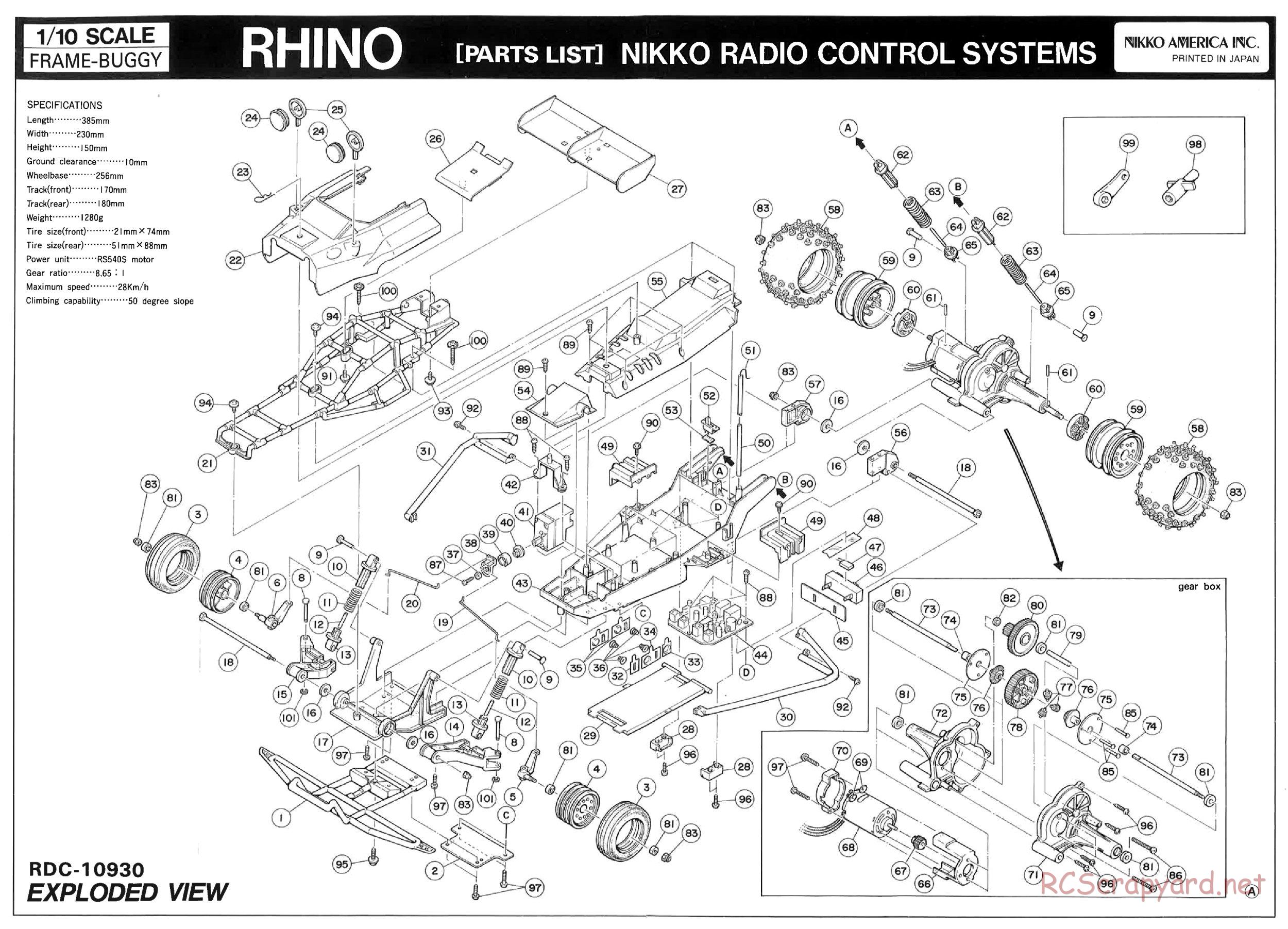 Nikko - Rhino F-10 - Frame Buggy - Manual - Page 9