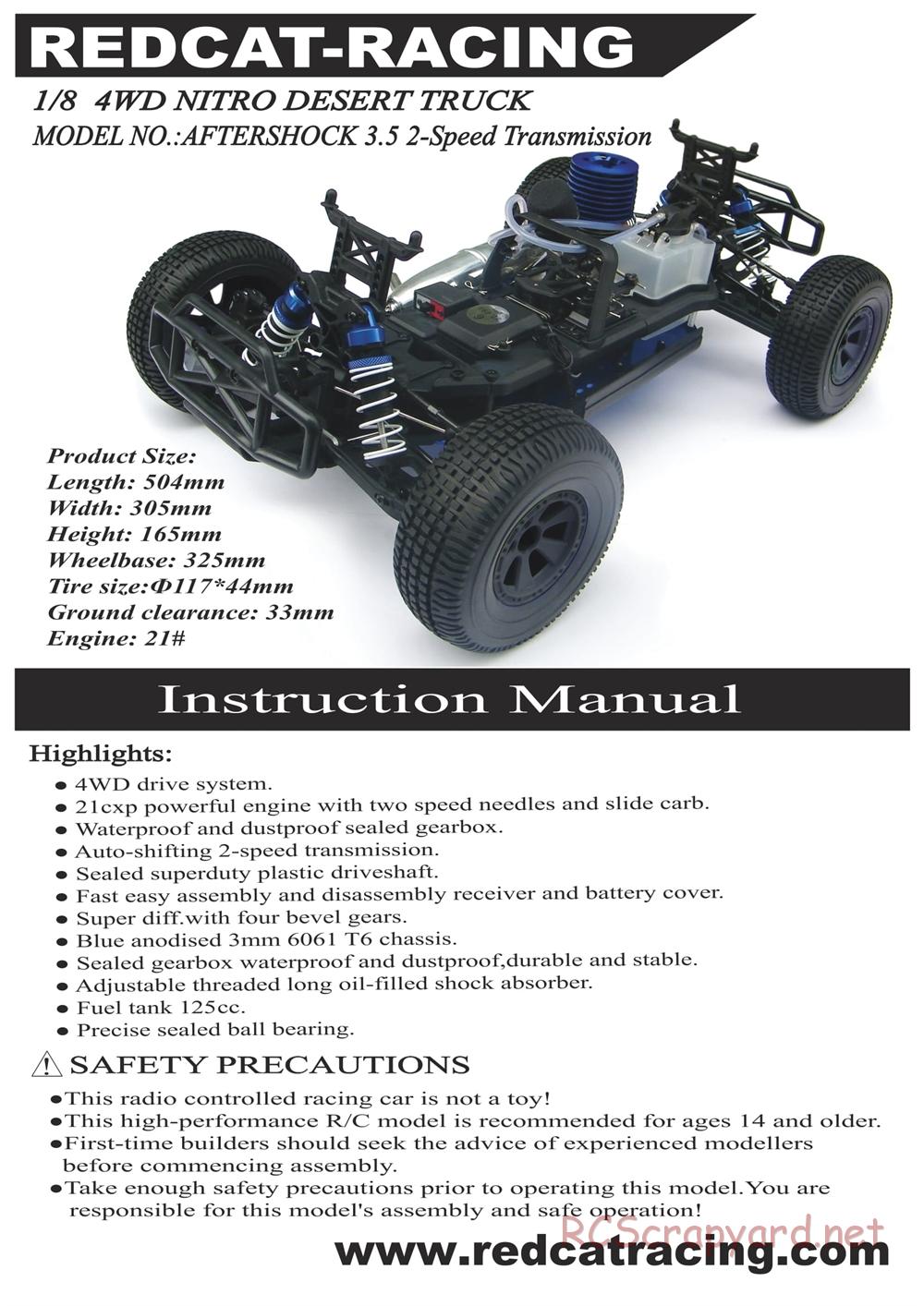 Redcat Racing - Aftershock 3.5 - Manual - Page 1