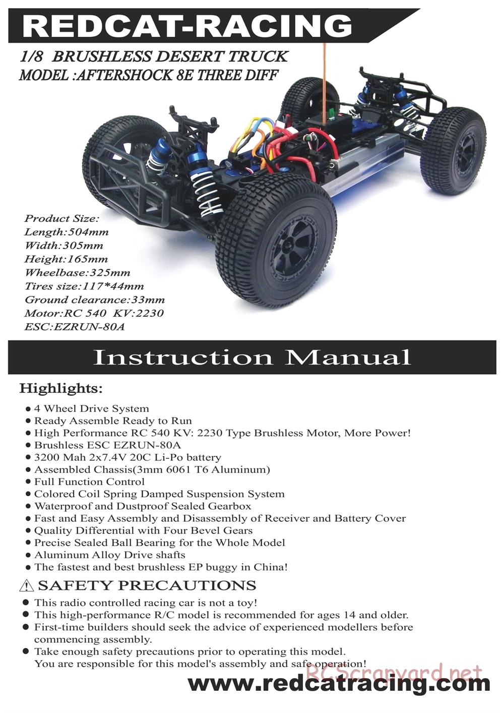 Redcat Racing - Aftershock 8E - Manual - Page 1