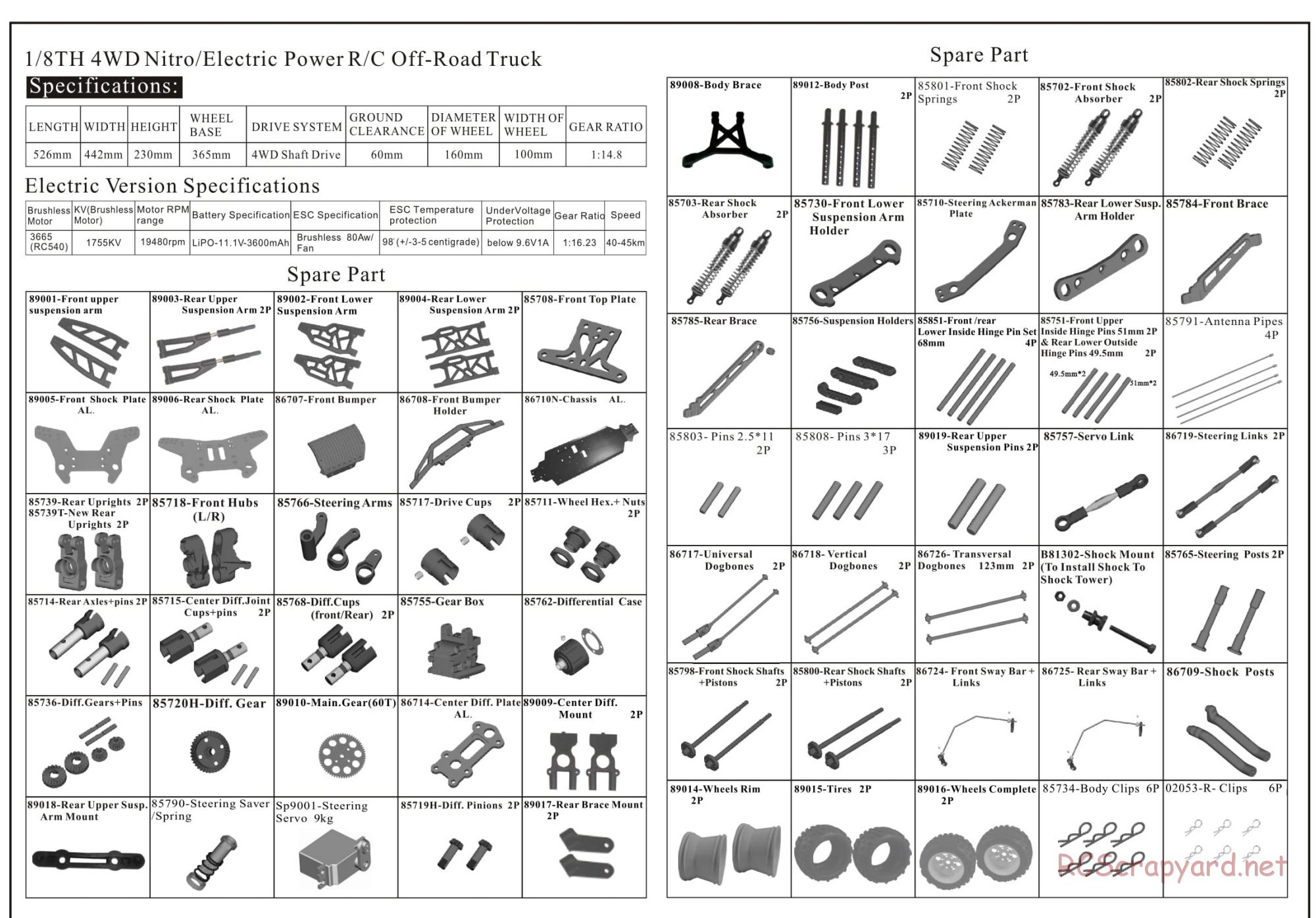 Redcat Racing - Avalanche XTE - Exploded View - Page 1