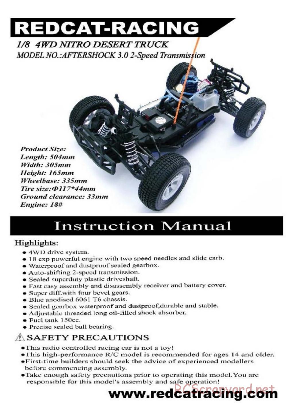 Redcat Racing - Aftershock 3.0 - Manual - Page 1