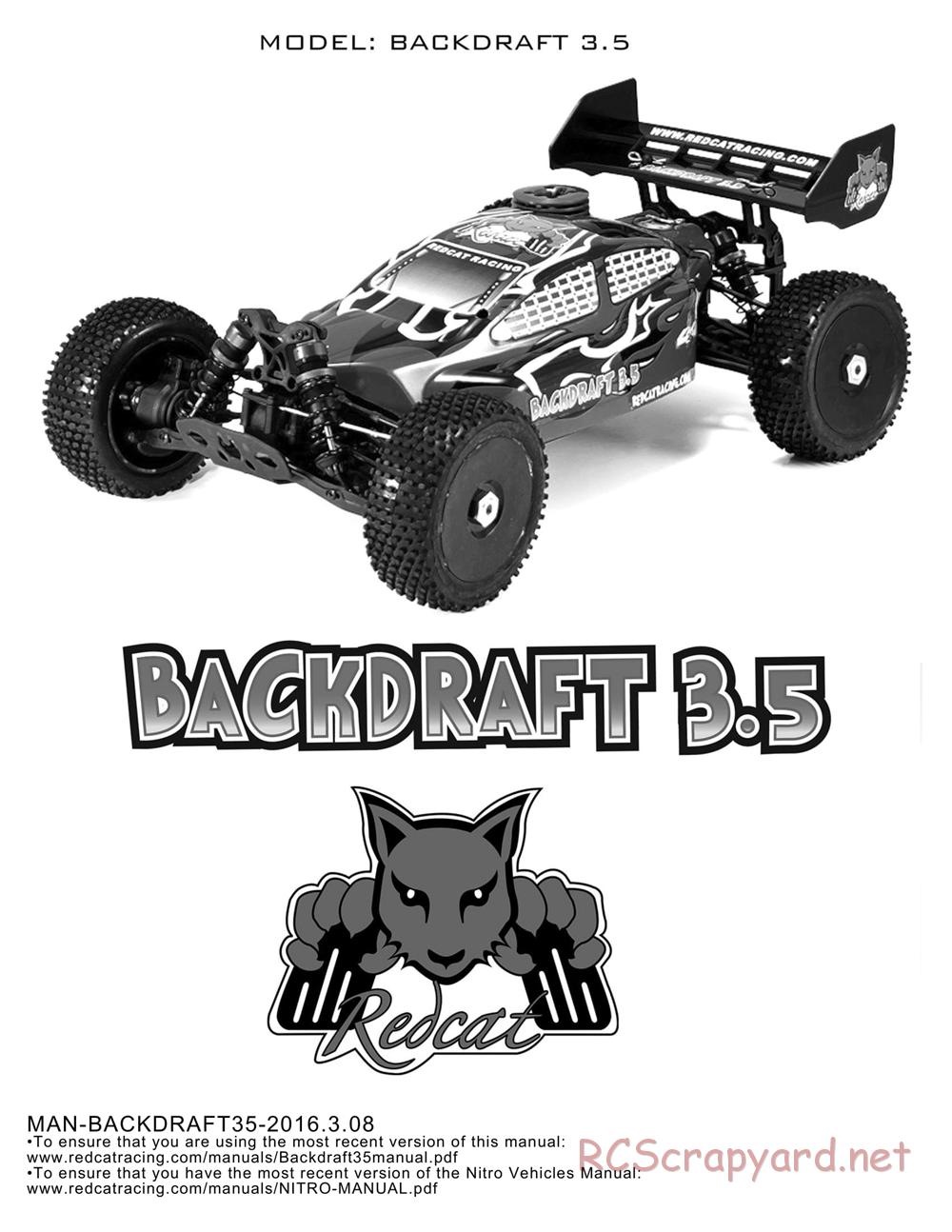 Redcat Racing - Backdraft 3.5 - Manual - Page 1