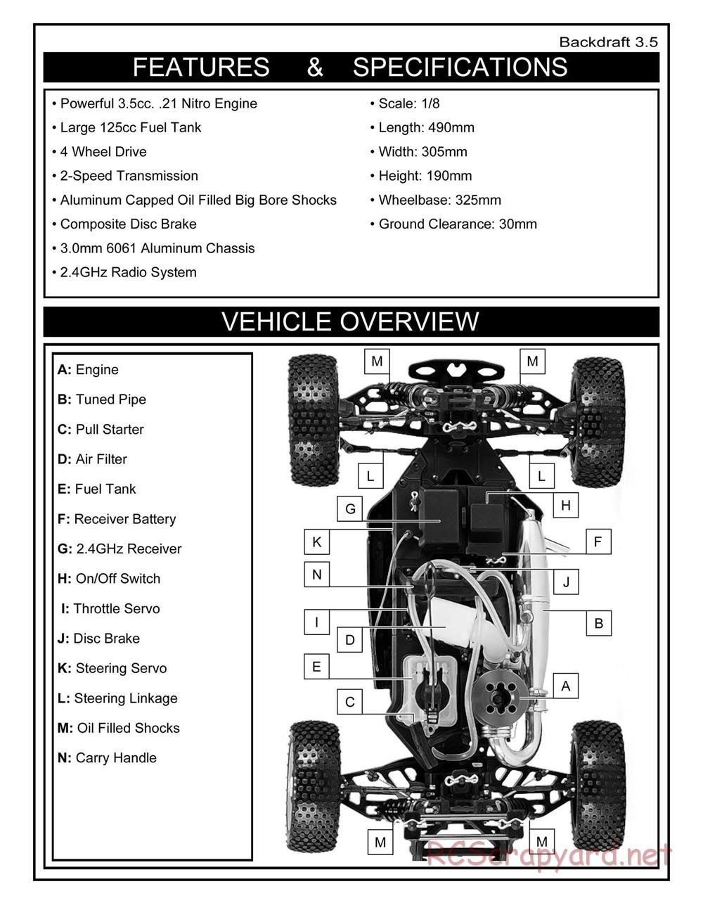 Redcat Racing - Backdraft 3.5 - Manual - Page 3