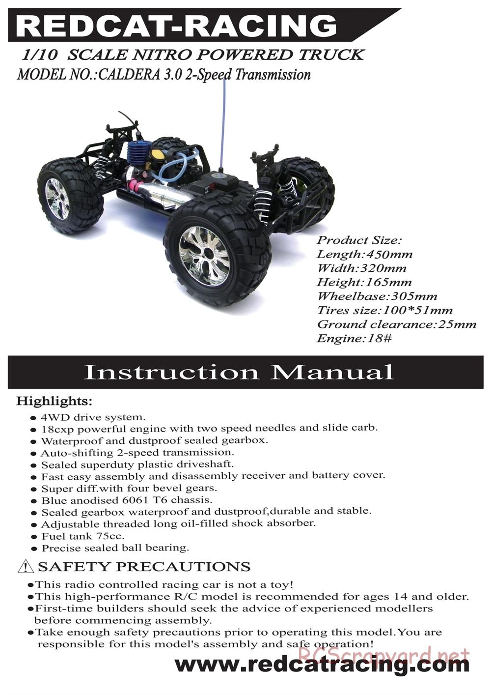 Redcat Racing - Caldera 3.0 - Manual - Page 1