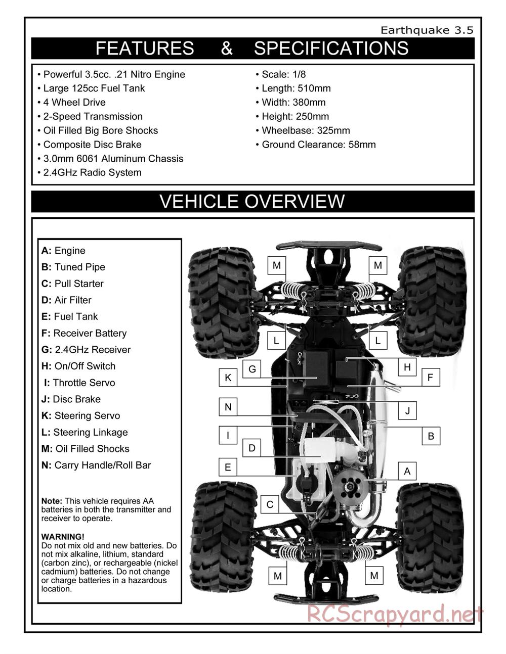 Redcat Racing - Earthquake 3.5 - Manual - Page 3