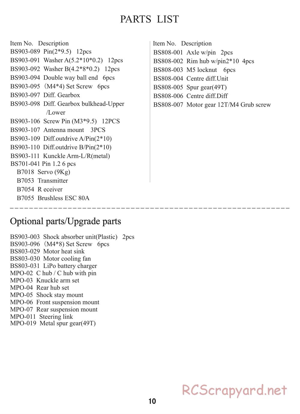 Redcat Racing - Earthquake 8E - Manual - Page 10