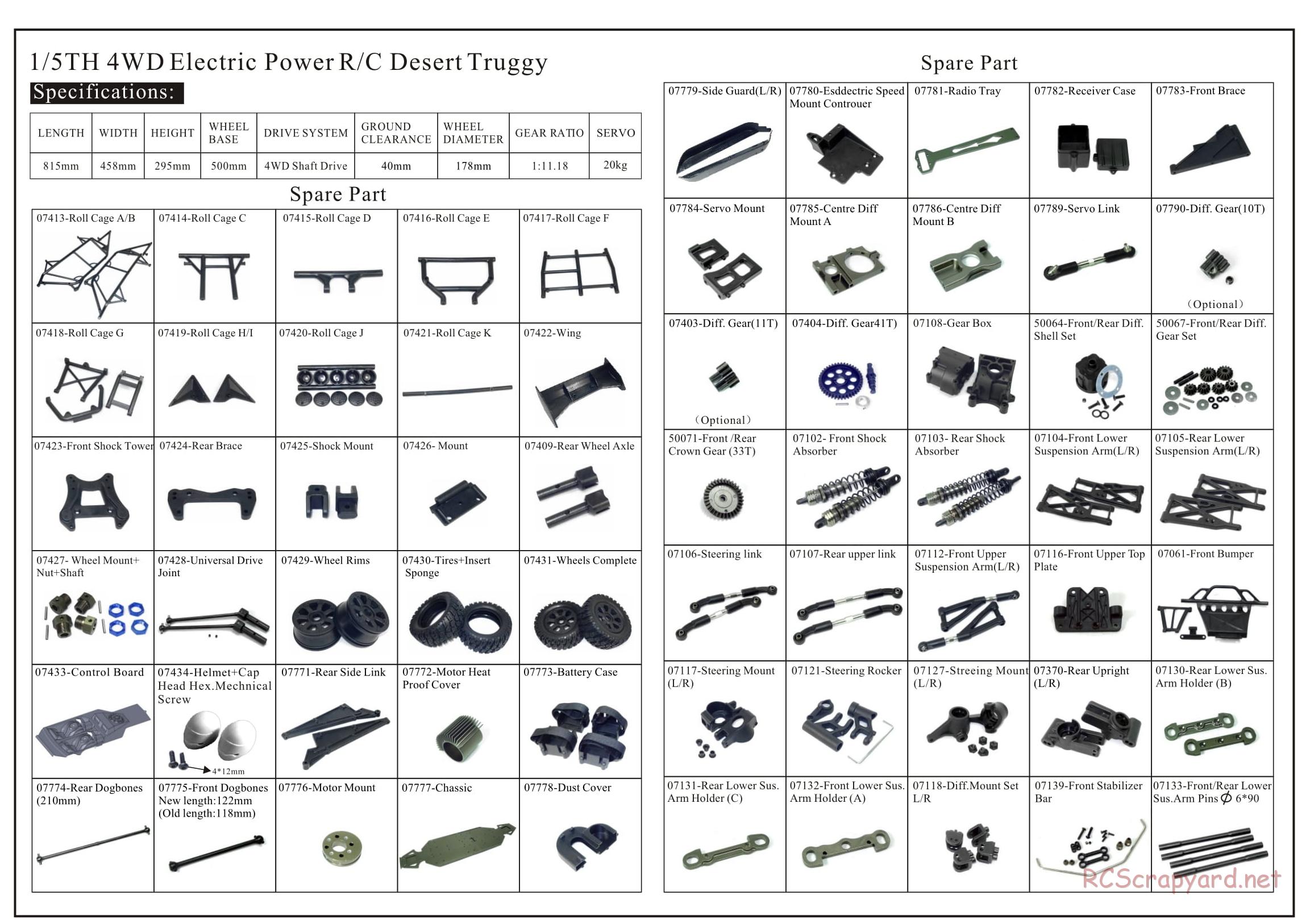 Redcat Racing - Rampage Chimera EP Pro - Exploded View - Page 1