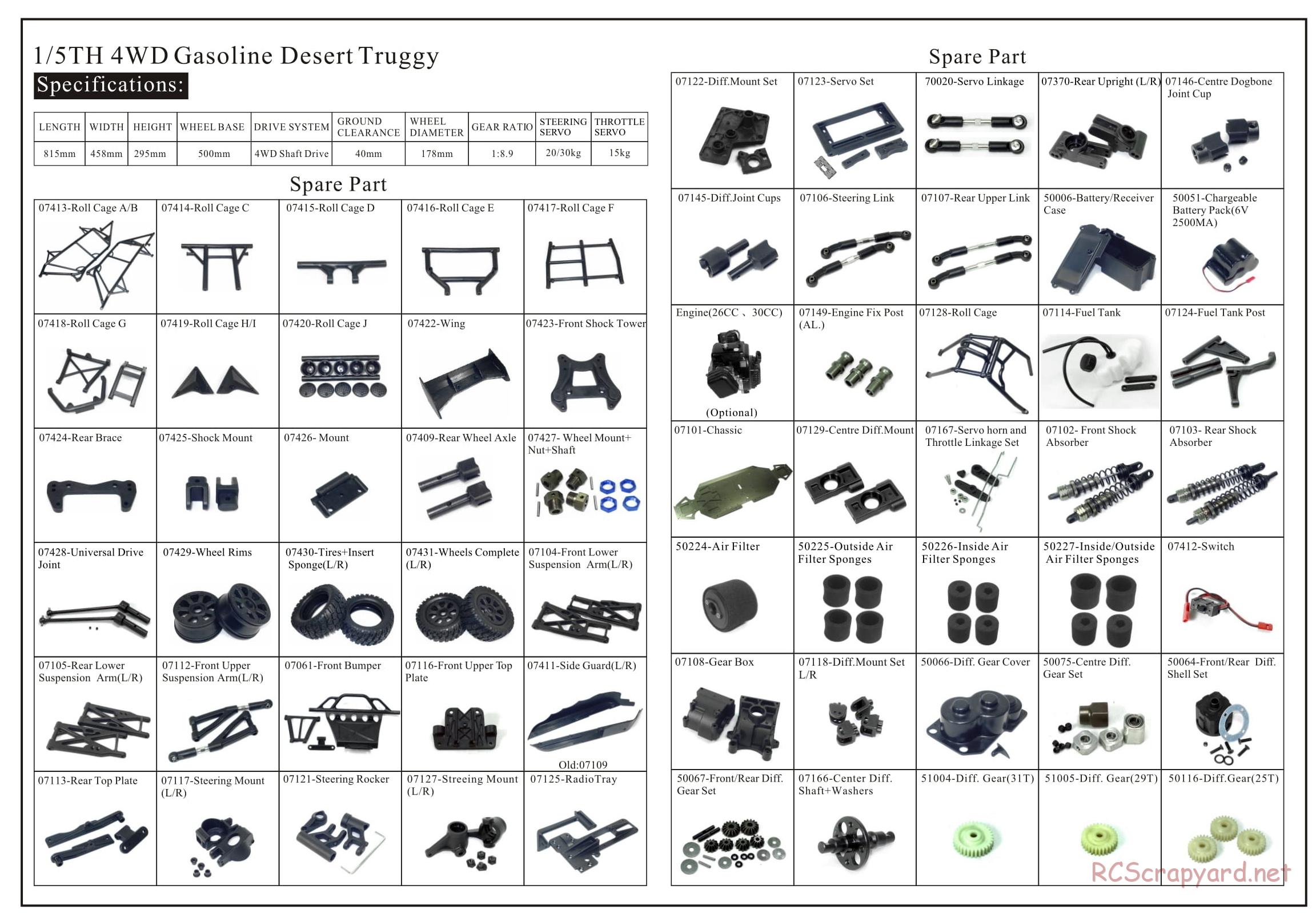 Redcat Racing - Rampage Chimera Sand Rail - Exploded View - Page 1