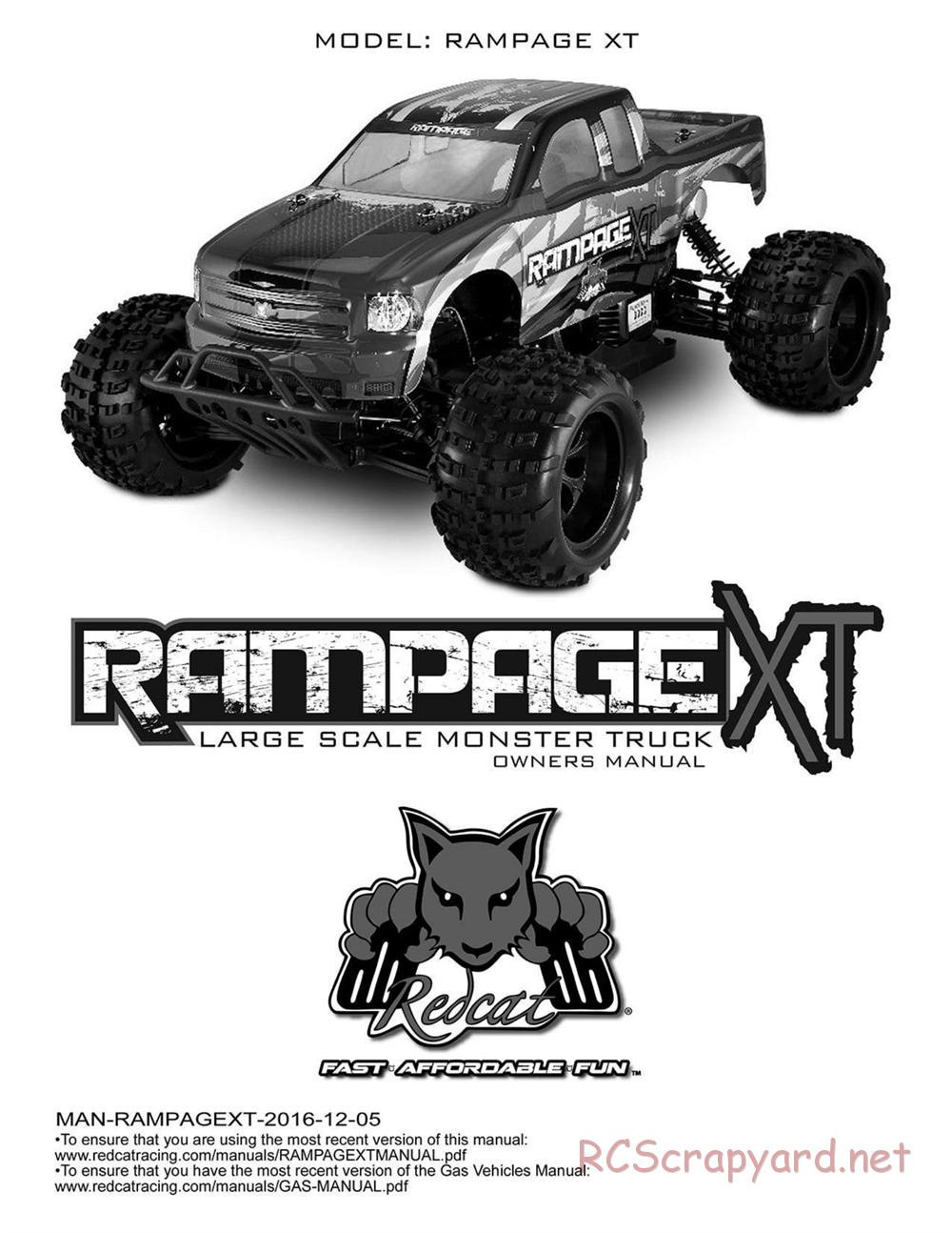 Redcat Racing - Rampage XT - Manual - Page 1