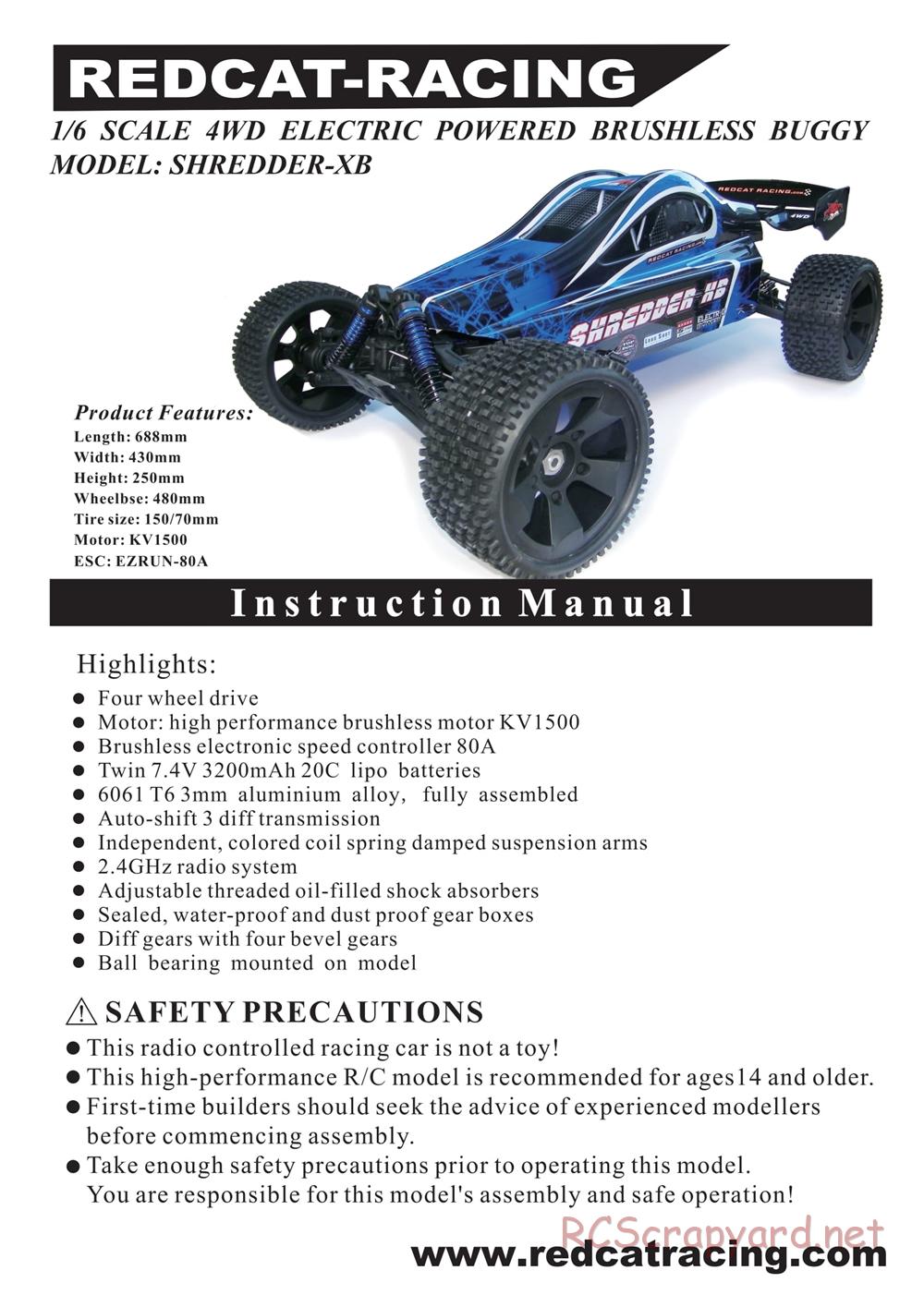 Redcat Racing - Shredder XB - Manual - Page 1