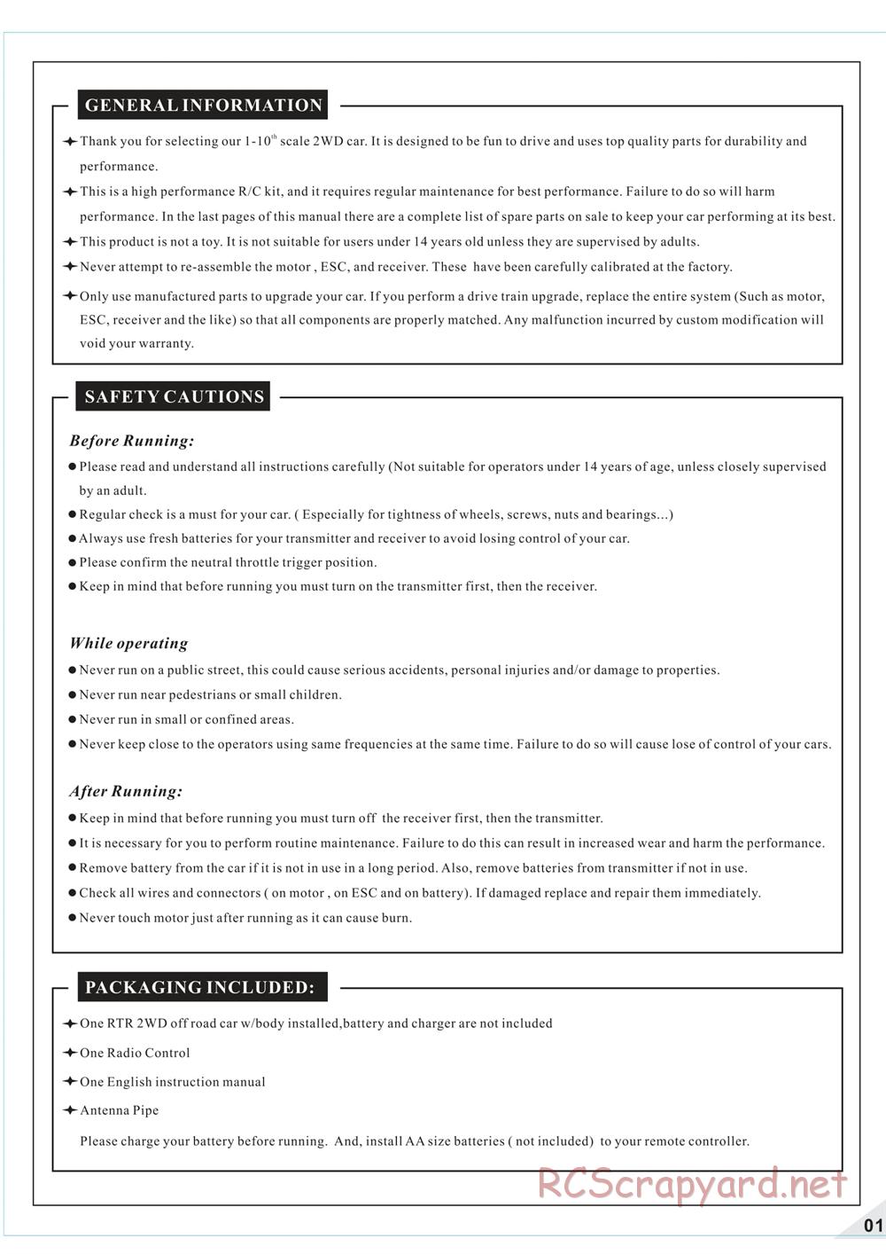 Redcat Racing - Twister XTG - Manual - Page 3