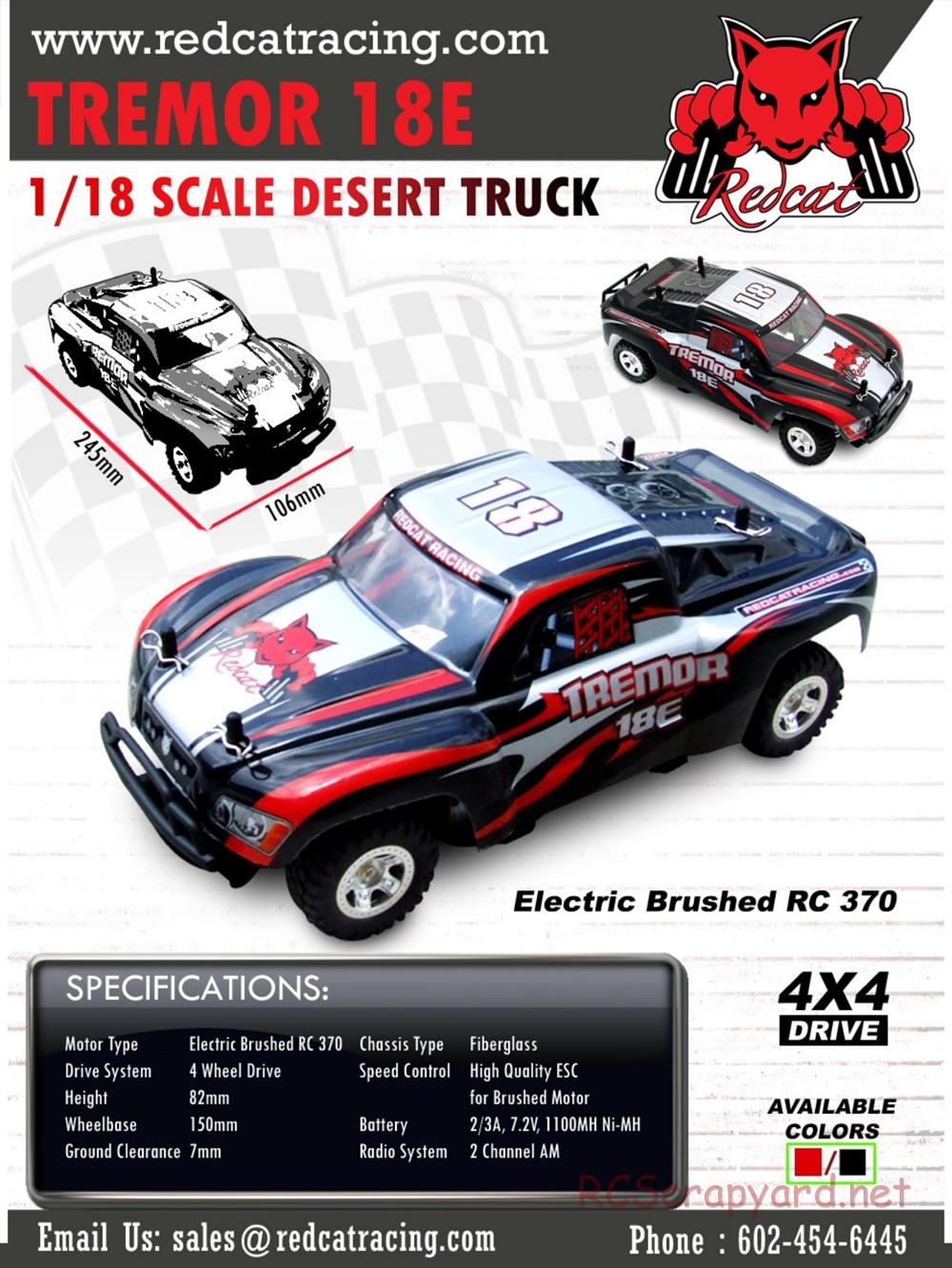 Redcat Racing - Tremor 18E - Manual - Page 1